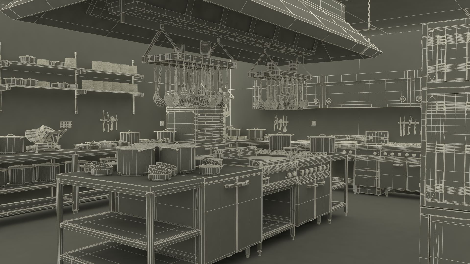 3D model Commercial Restaurant Kitchen Lights Off