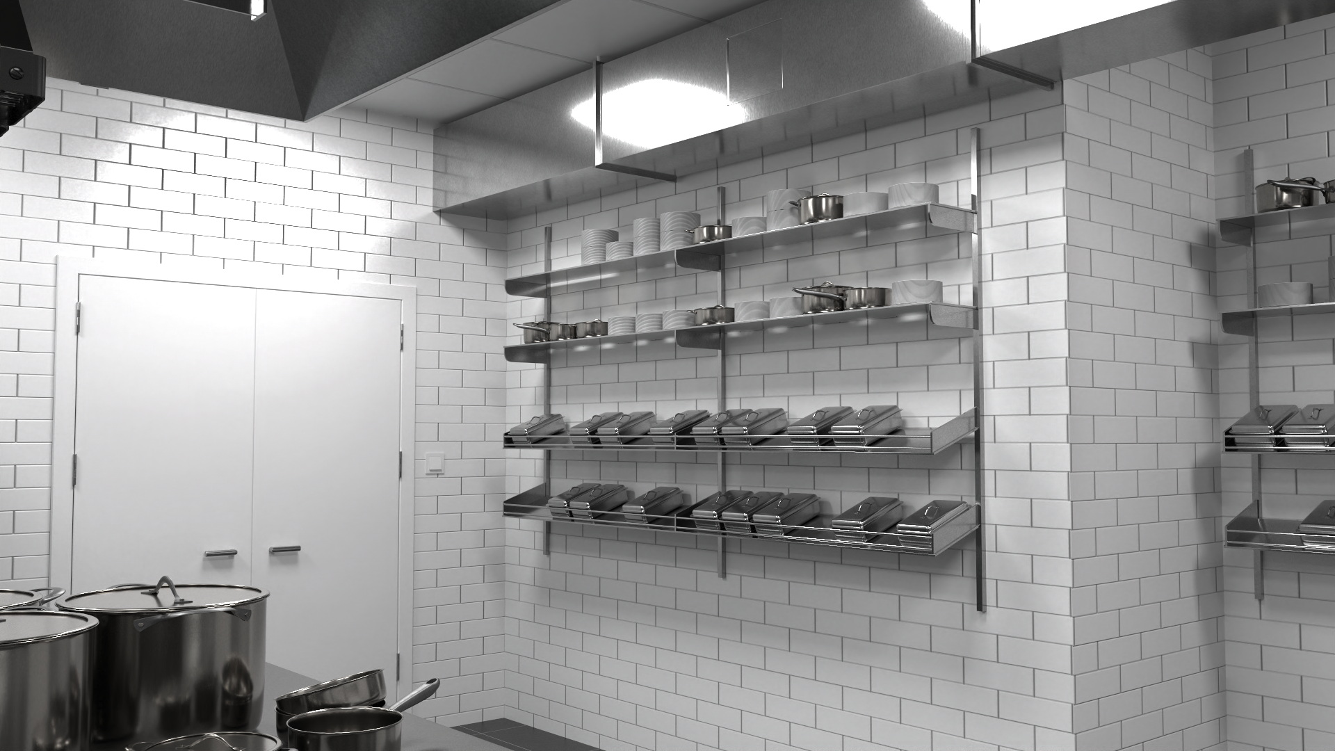 3D model Commercial Restaurant Kitchen Lights Off