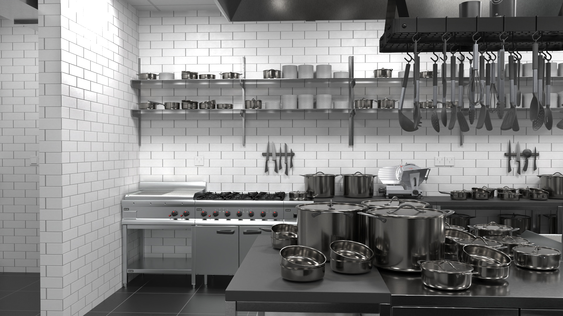 3D model Commercial Restaurant Kitchen Lights Off