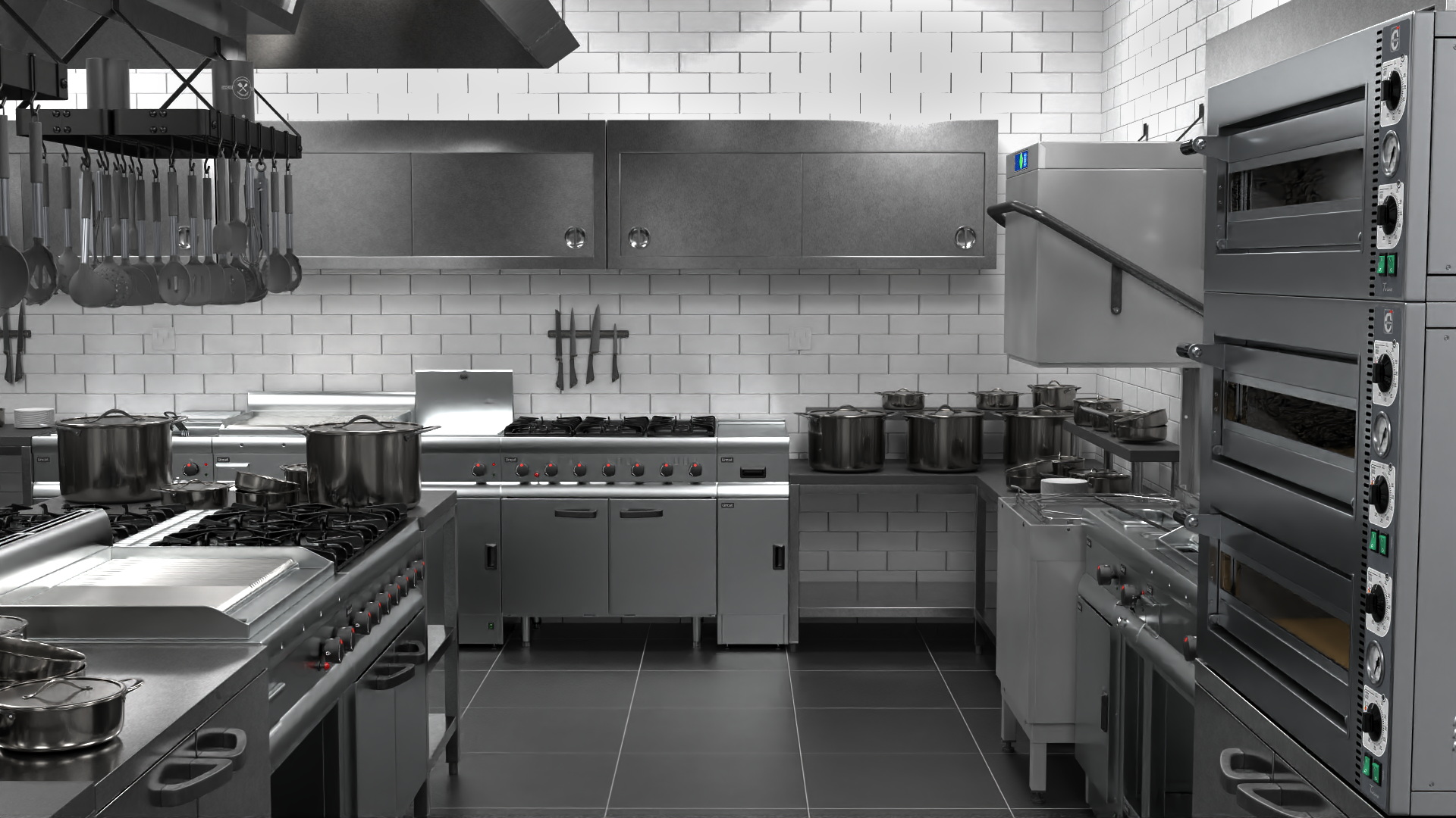 3D model Commercial Restaurant Kitchen Lights Off