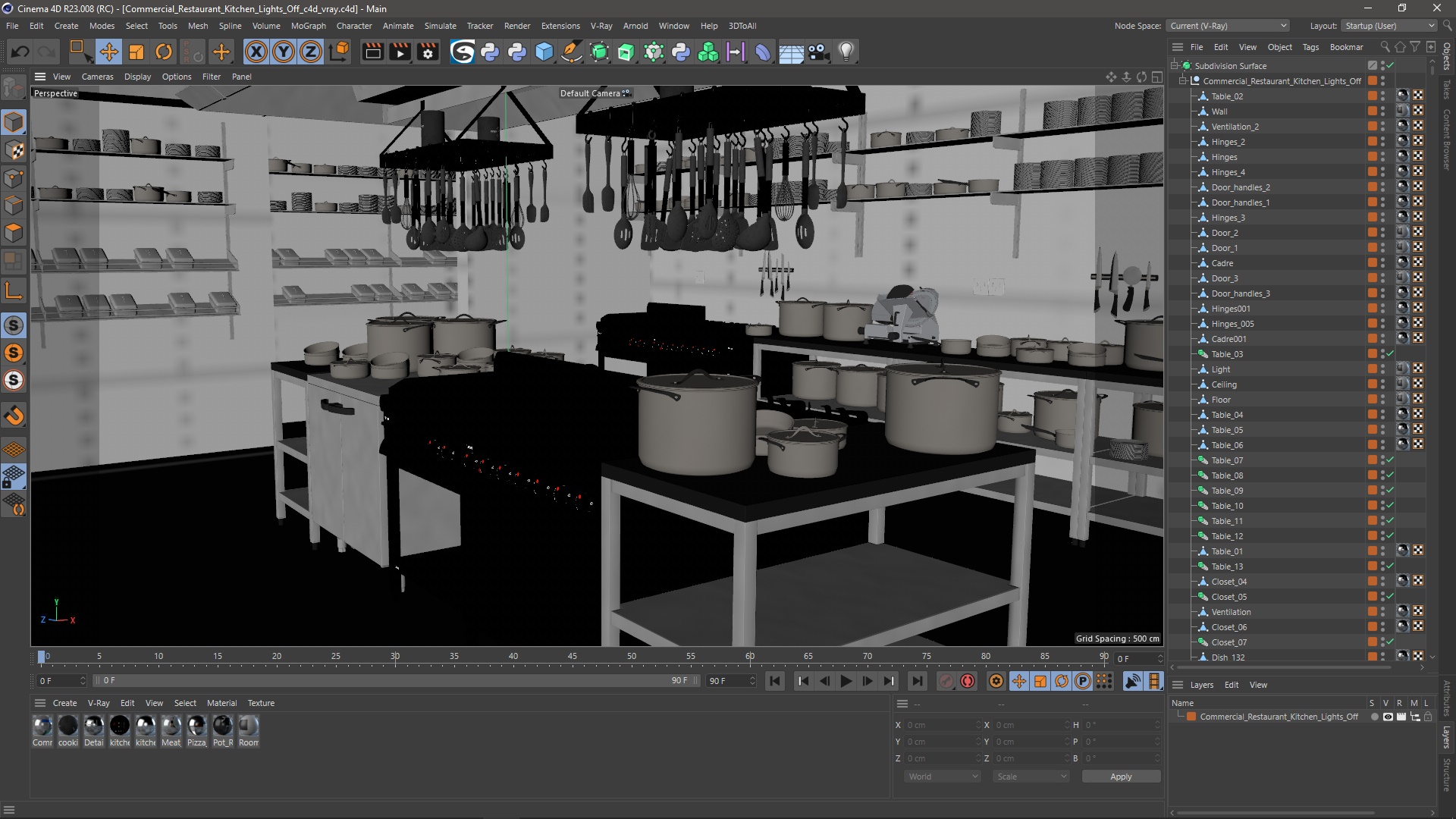 3D model Commercial Restaurant Kitchen Lights Off