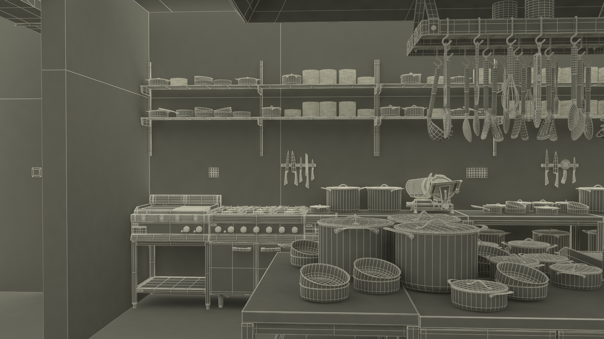 3D model Commercial Restaurant Kitchen Lights Off