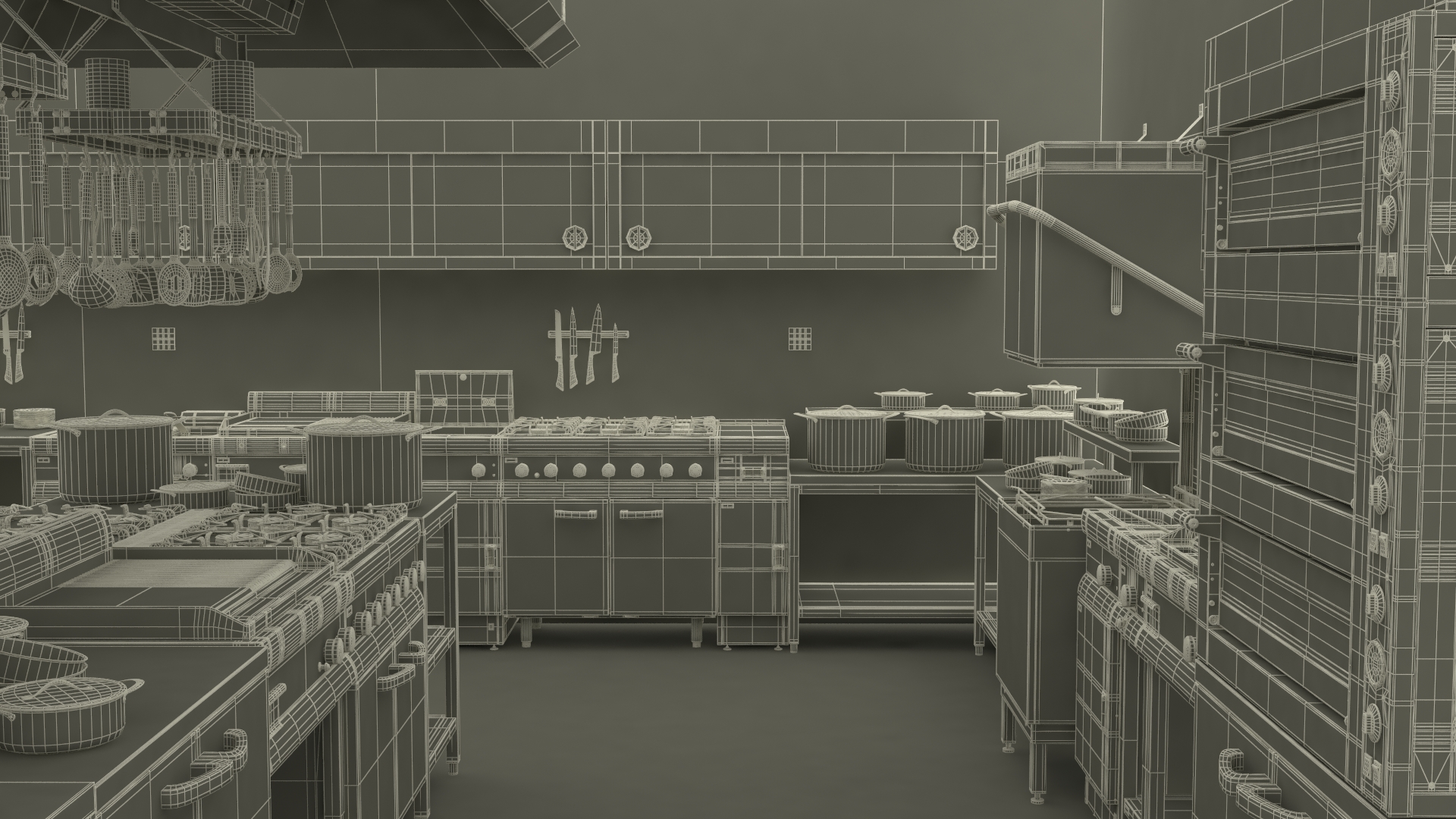 3D model Commercial Restaurant Kitchen Lights Off