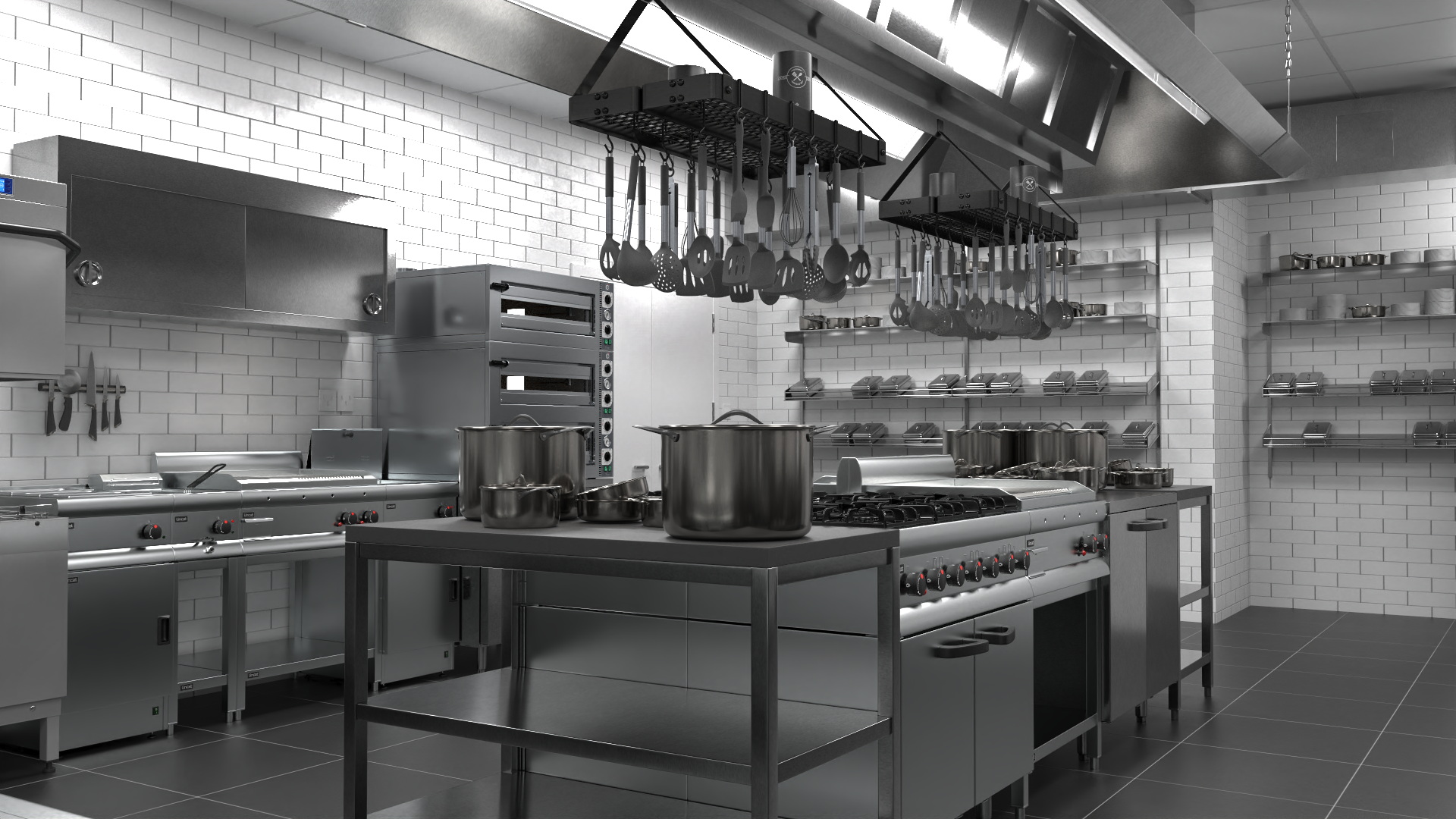3D model Commercial Restaurant Kitchen Lights Off