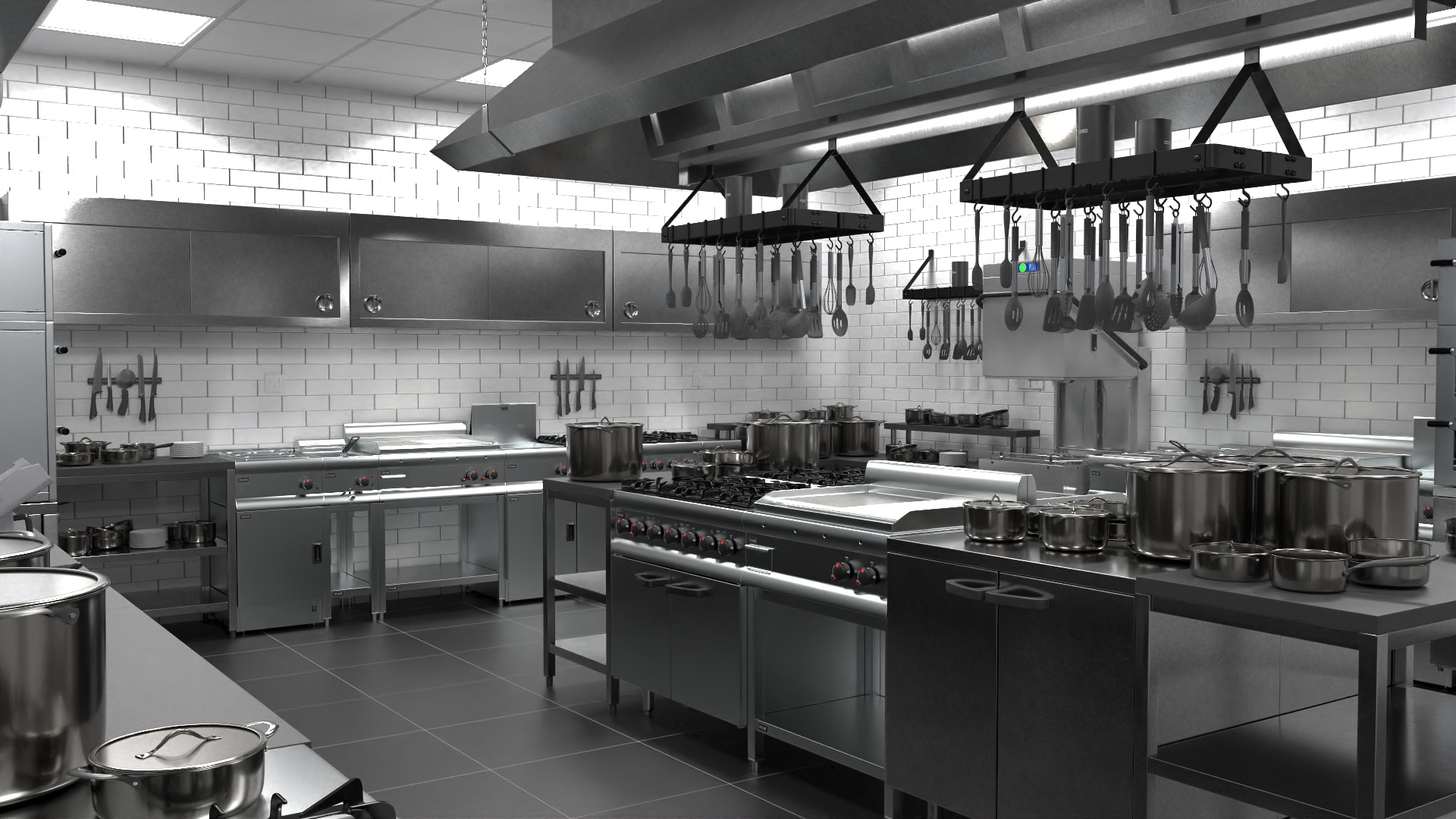 3D model Commercial Restaurant Kitchen Lights Off