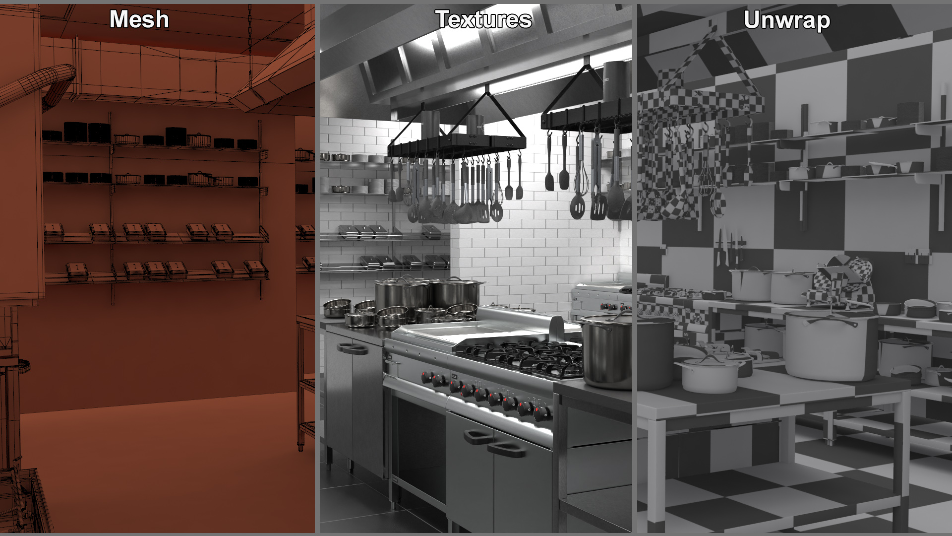 3D model Commercial Restaurant Kitchen Lights Off