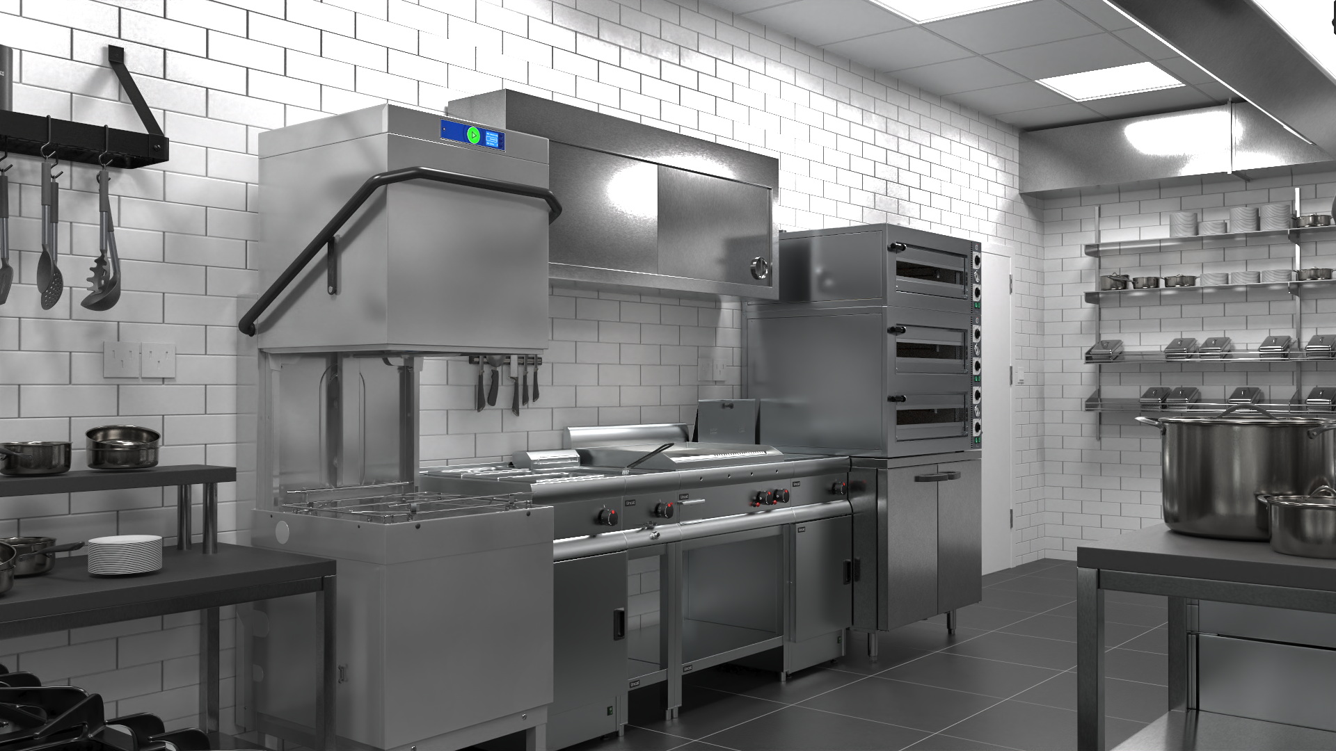 3D model Commercial Restaurant Kitchen Lights Off