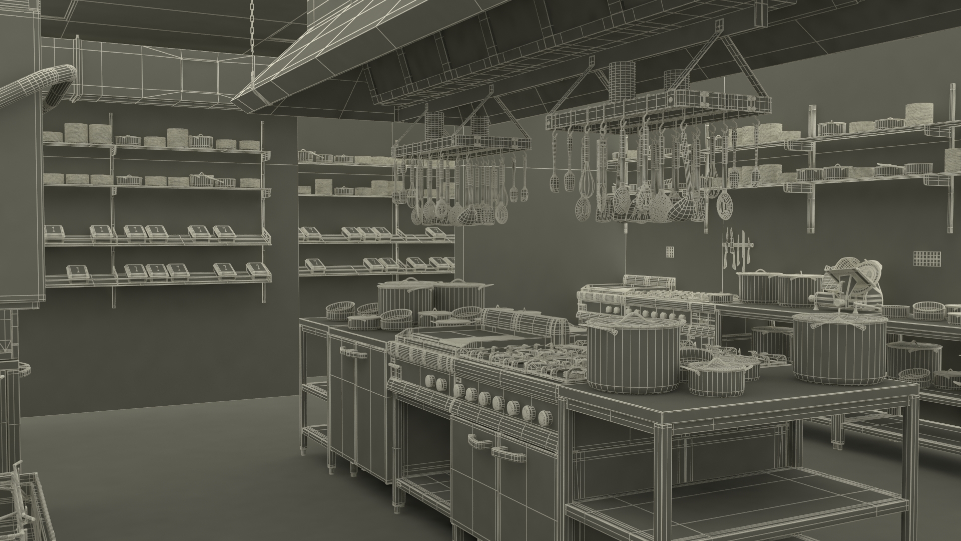 3D model Commercial Restaurant Kitchen Lights Off