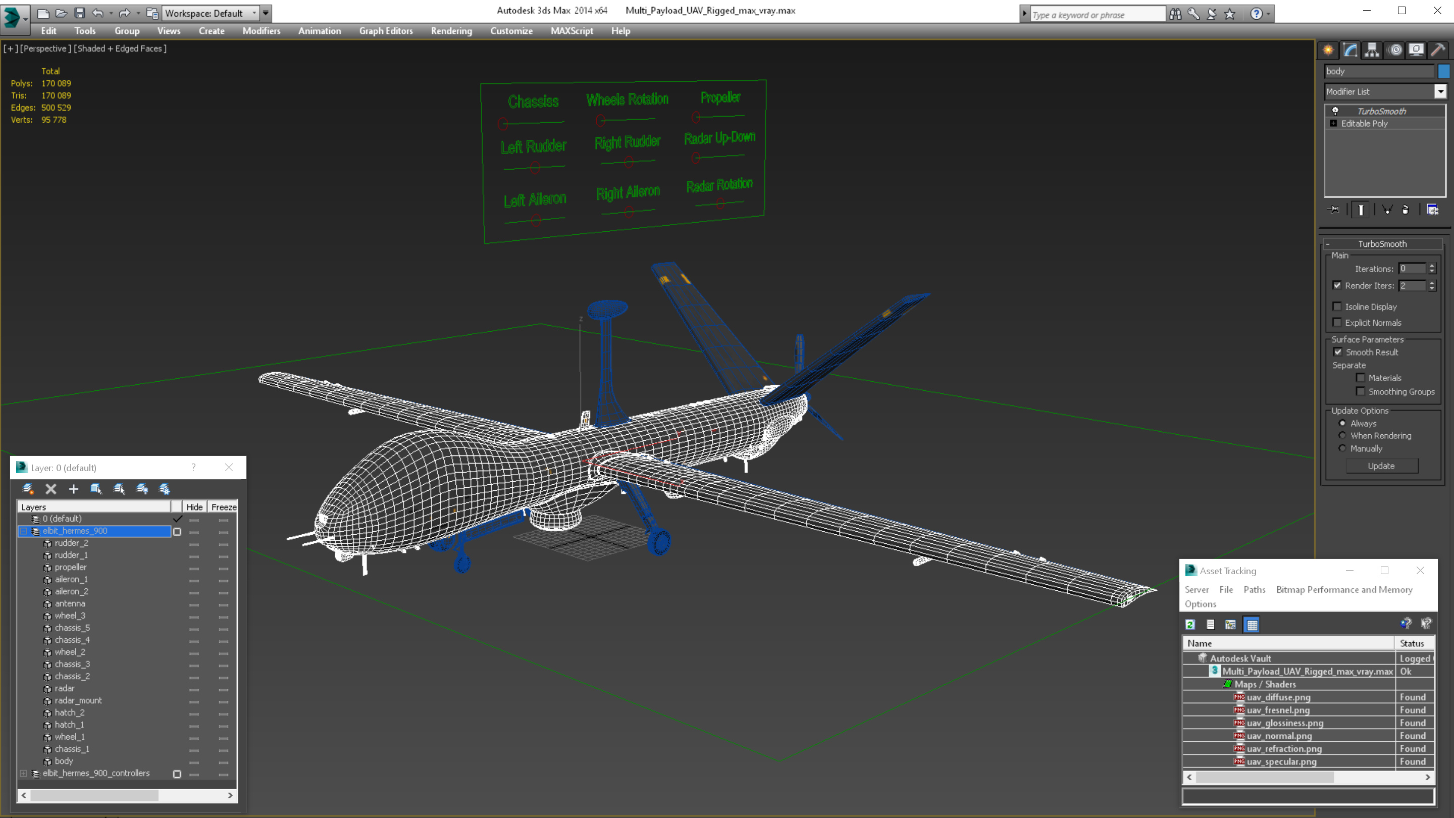 Multi Payload UAV Rigged 3D model