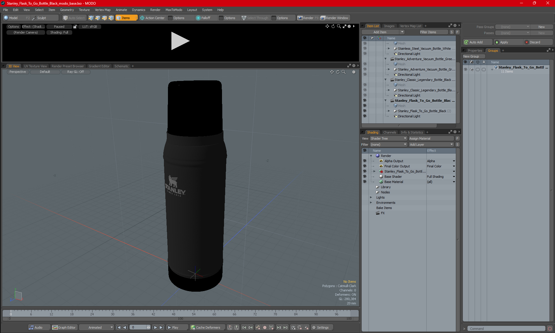 Stanley Flask To Go Bottle Black 3D