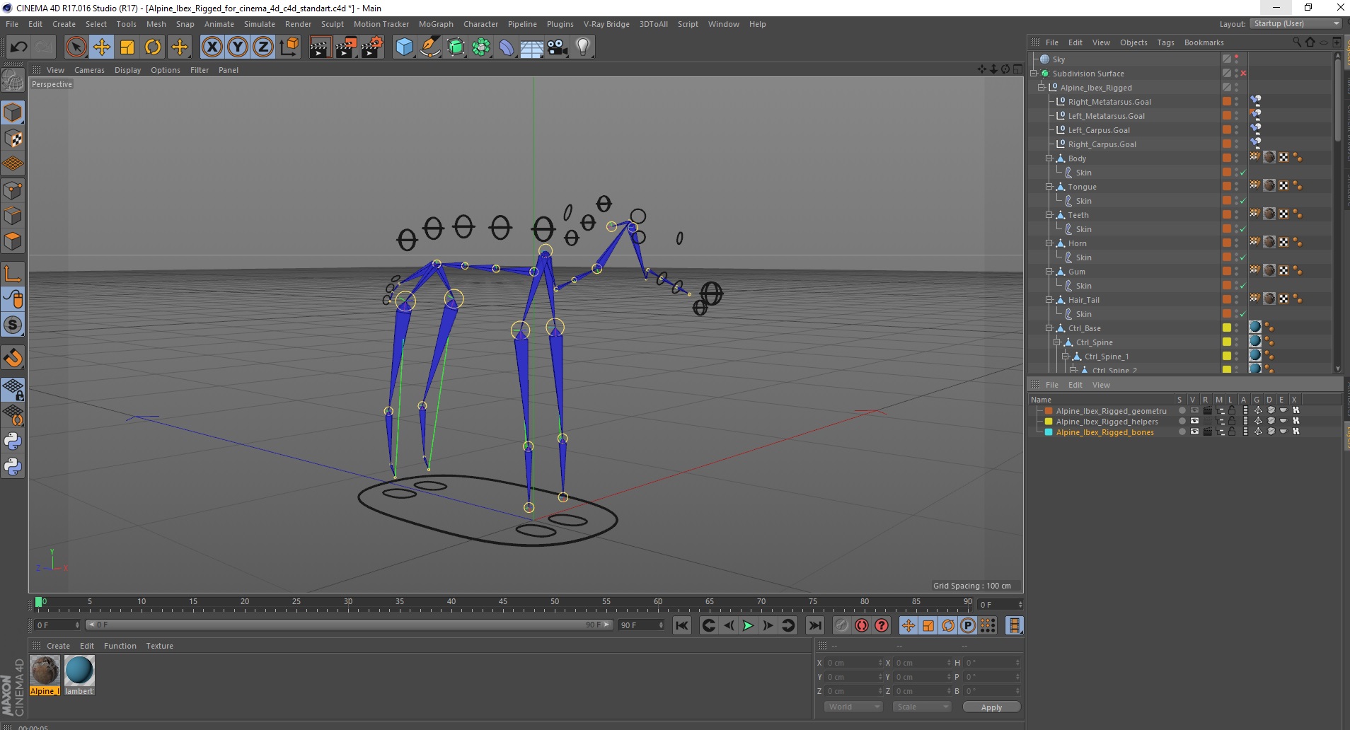 Alpine Ibex Rigged for Cinema 4D 3D