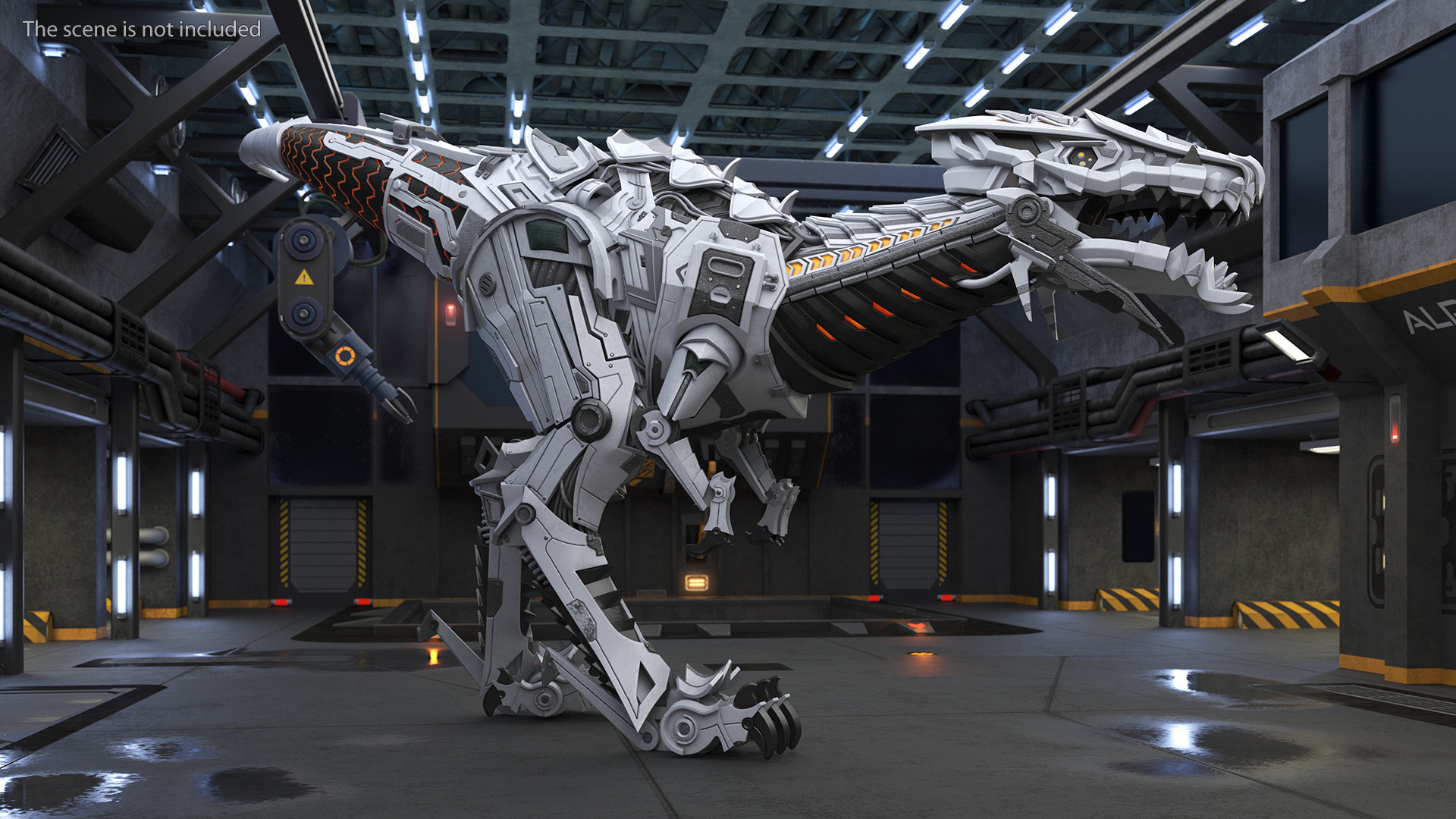 Mechanical T-Rex Dinosaur Attack Pose 3D