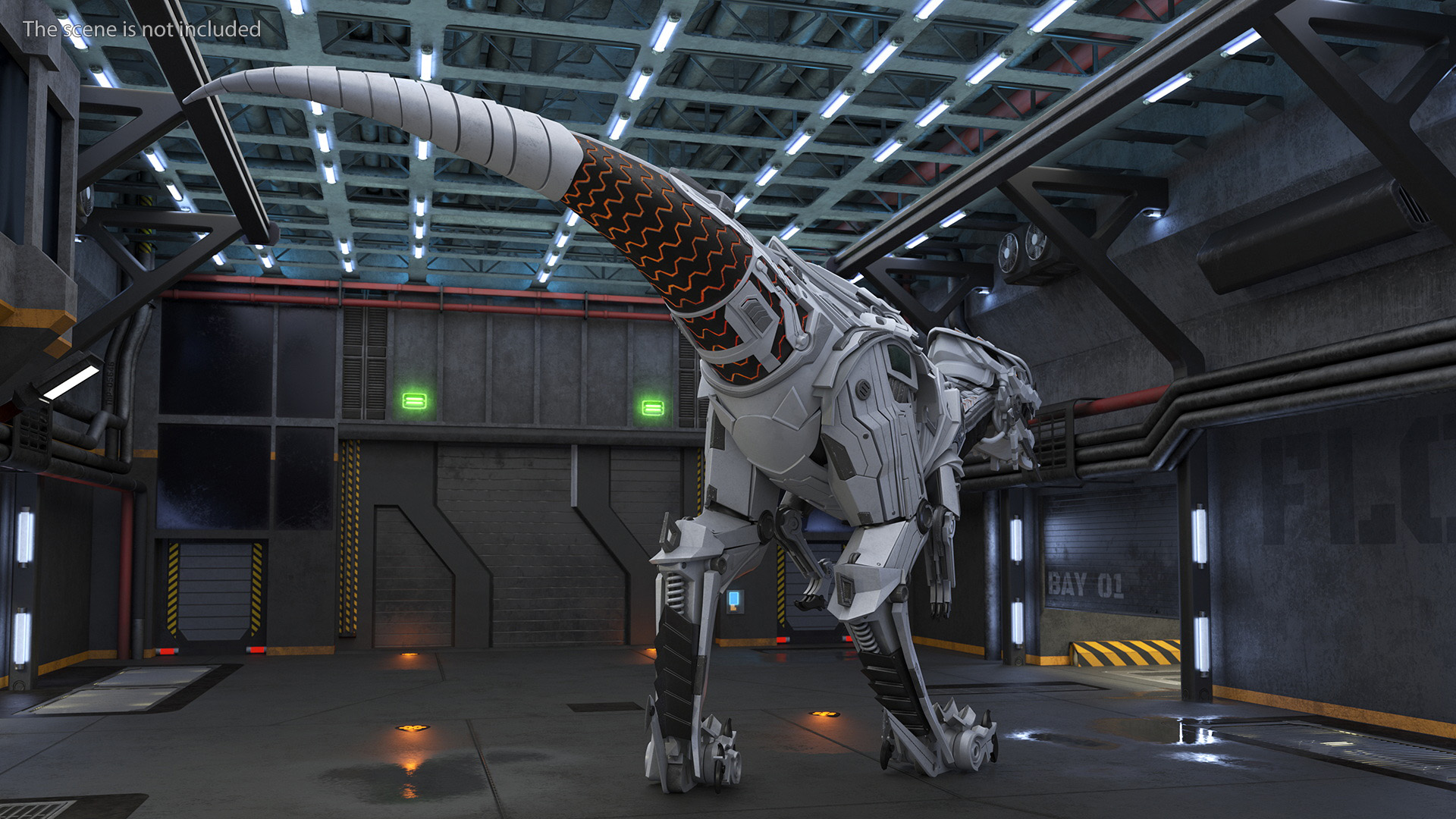 Mechanical T-Rex Dinosaur Attack Pose 3D