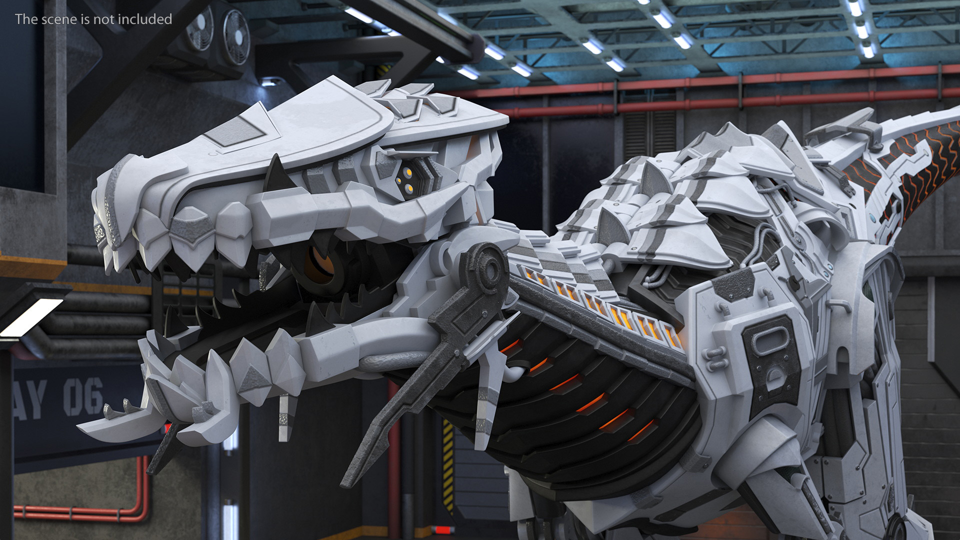 Mechanical T-Rex Dinosaur Attack Pose 3D