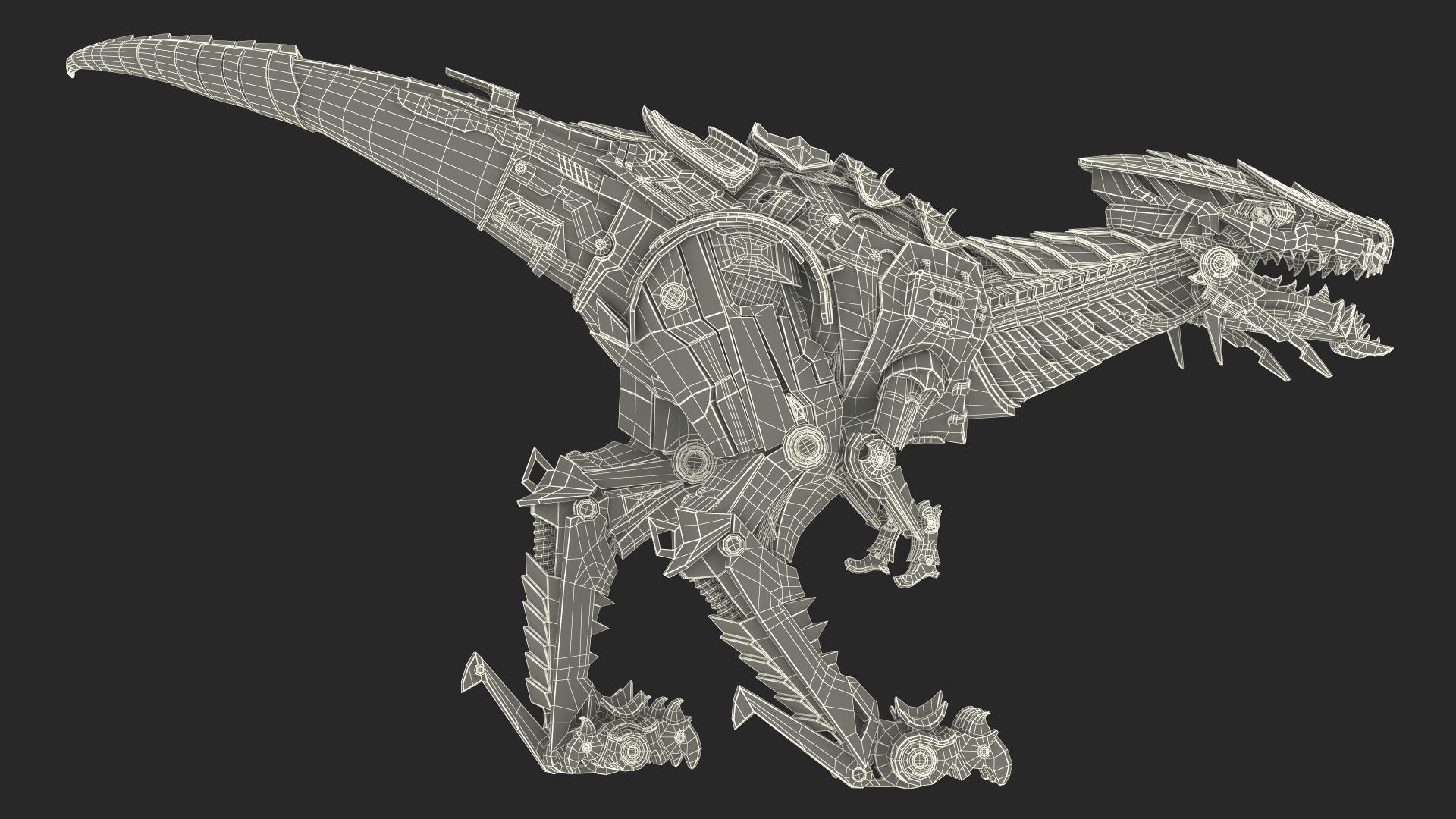 Mechanical T-Rex Dinosaur Attack Pose 3D