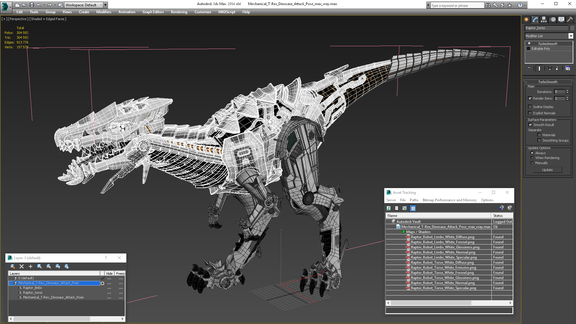 Mechanical T-Rex Dinosaur Attack Pose 3D