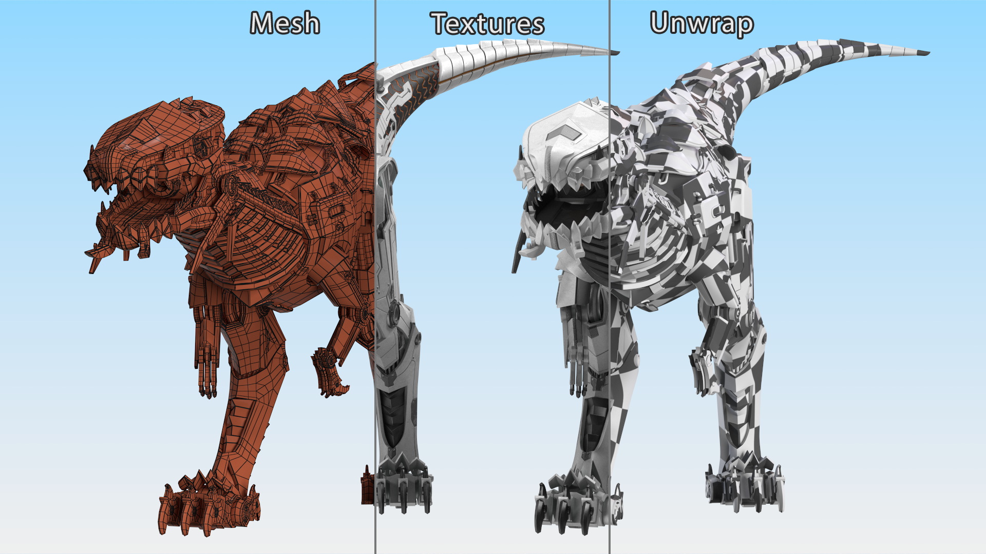 Mechanical T-Rex Dinosaur Attack Pose 3D
