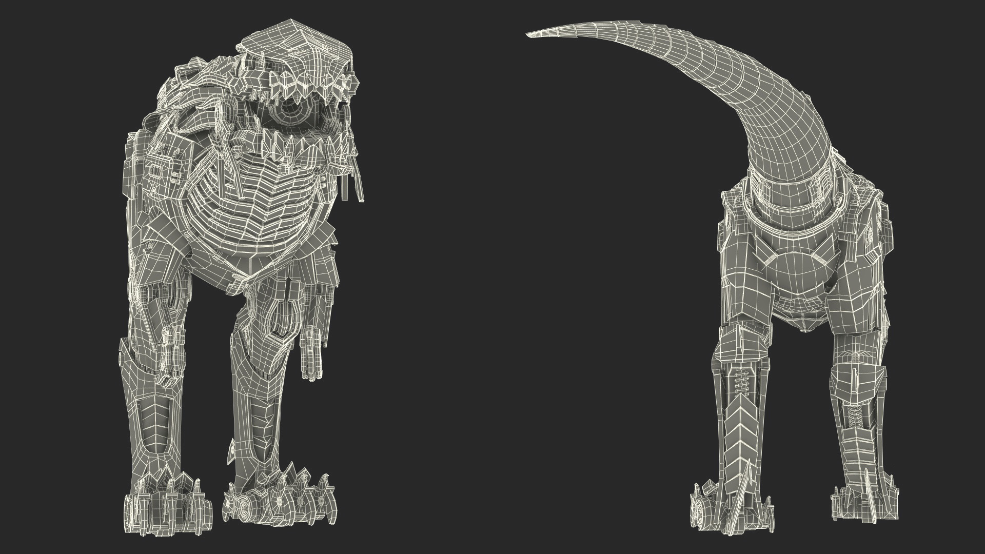 Mechanical T-Rex Dinosaur Attack Pose 3D