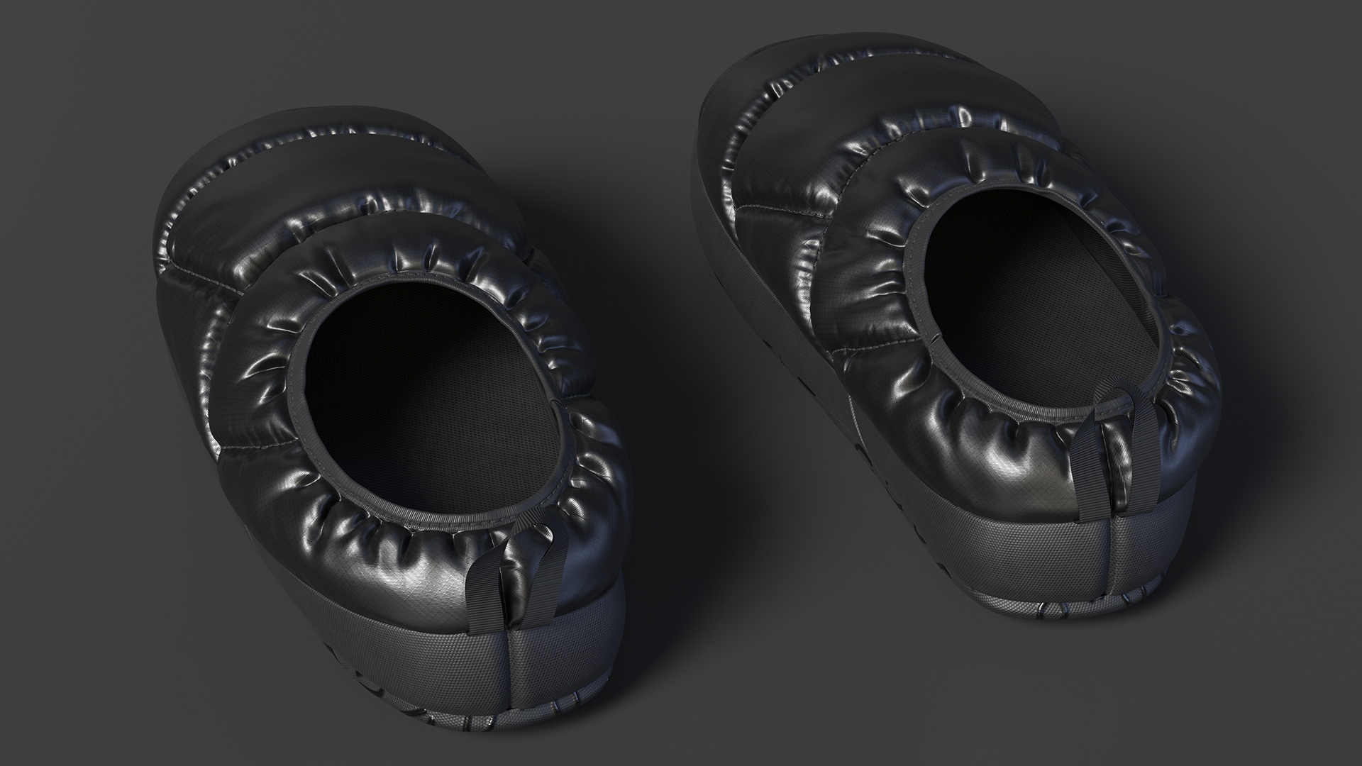 Black Down Slippers 3D model