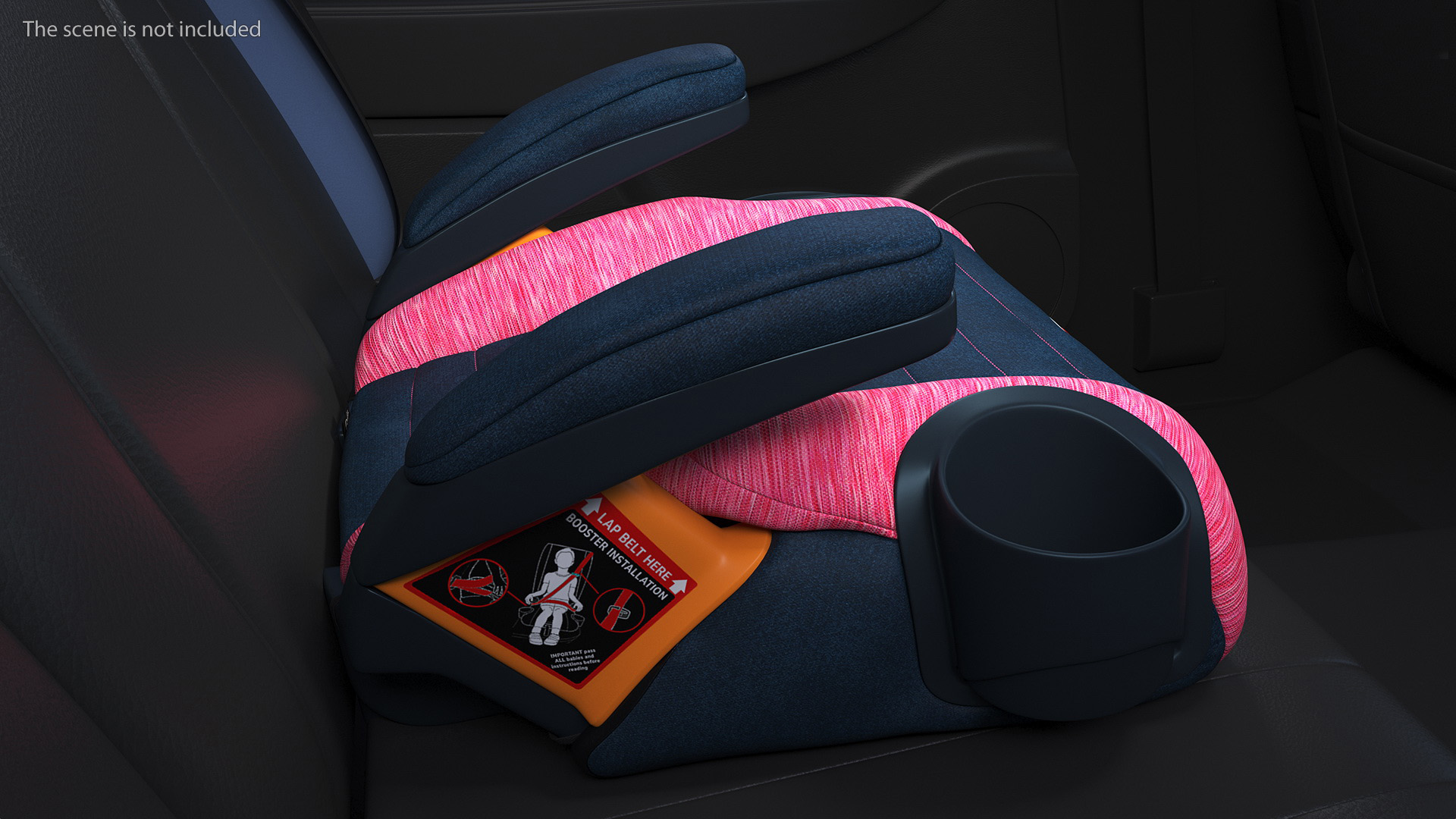 3D Chicco GoFit Backless Booster Car Seat Pink model