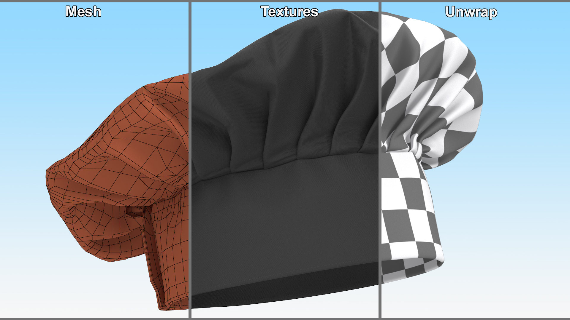 Chef Hat in Black 3D