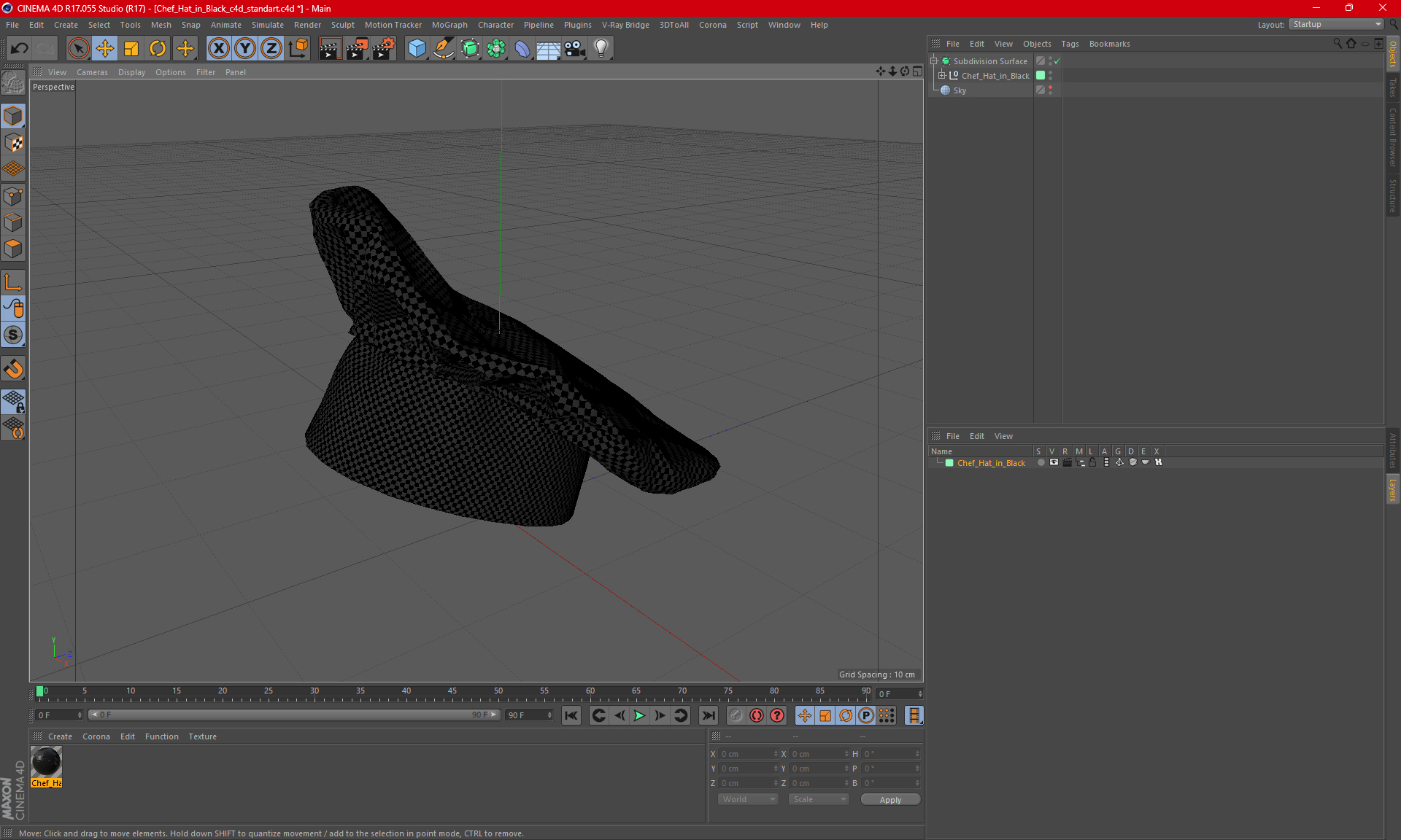 Chef Hat in Black 3D