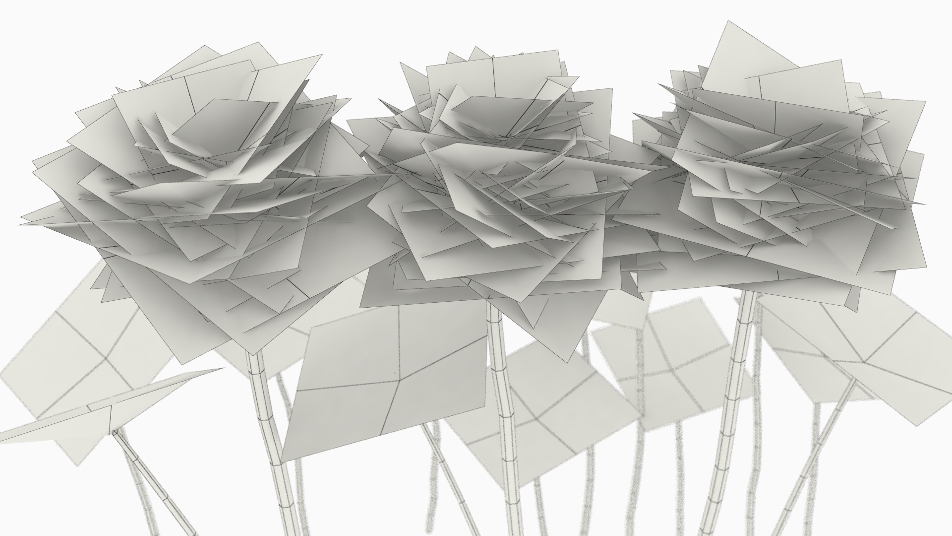 Low Poly Clover Flowers and Leaves Set Green, view 10
