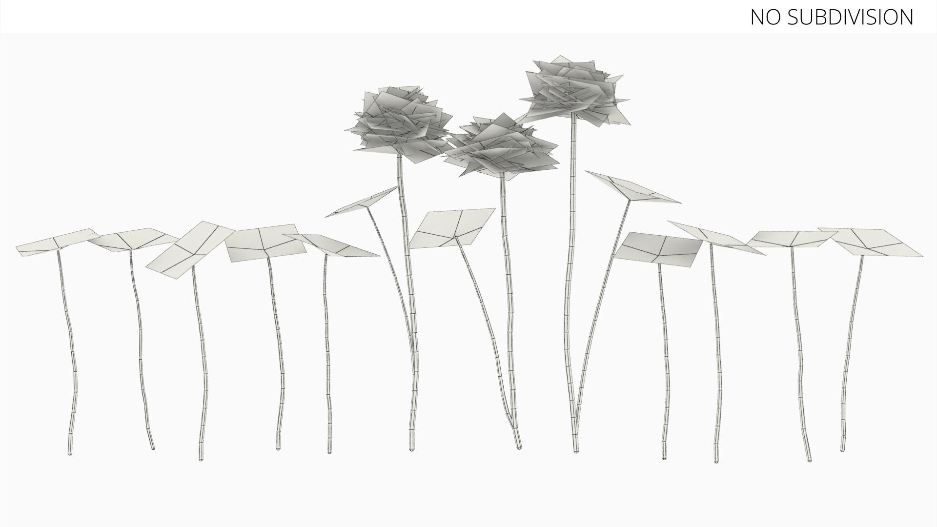Low Poly Clover Flowers and Leaves Set Green, view 8