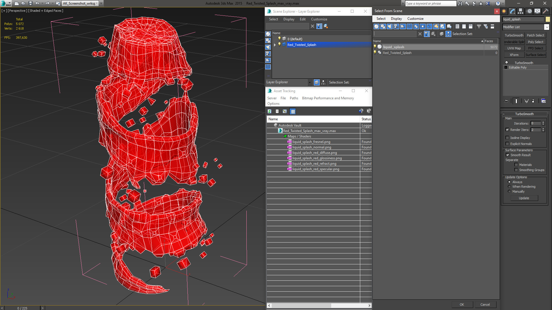 3D Red Twisted Splash model