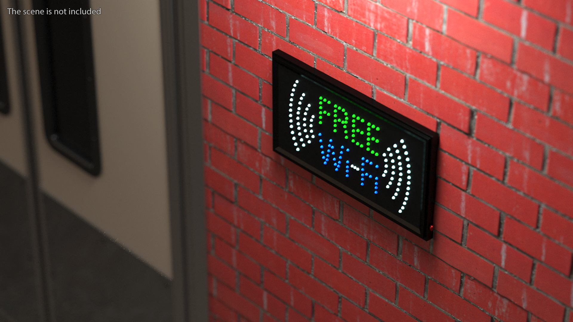 Free WiFi Sign Green and Blue LED Neon Light ON 3D