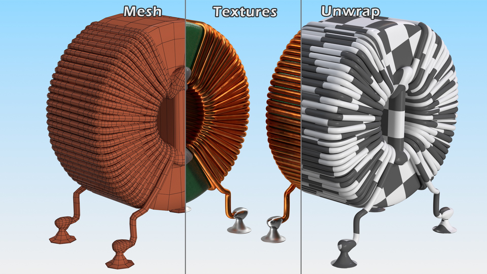 Toroidal Choke Coil Filter Inductor Soldered 3D model