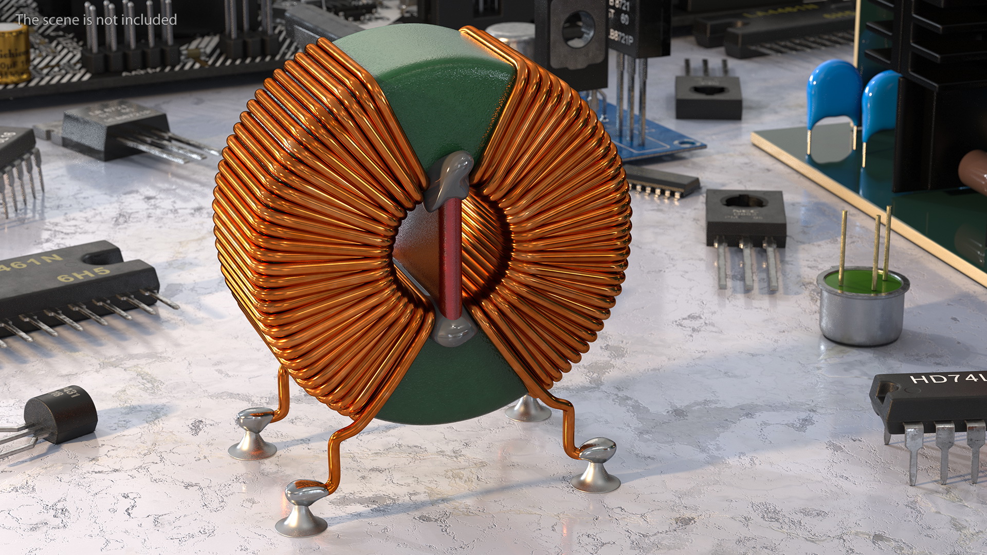 Toroidal Choke Coil Filter Inductor Soldered 3D model
