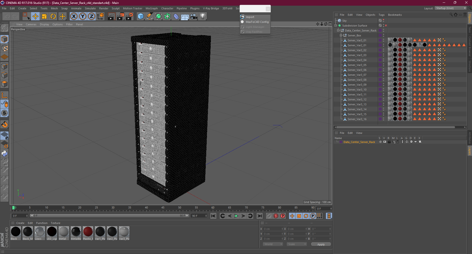 3D Data Center Server Rack model