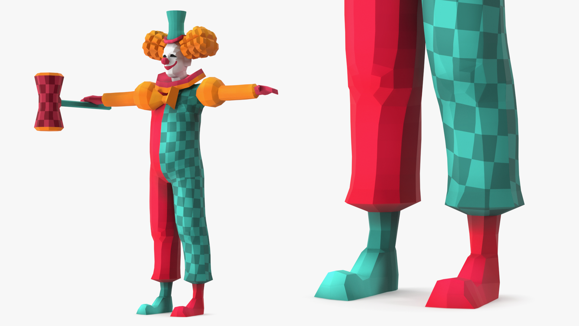3D Clown Low Poly Rigged