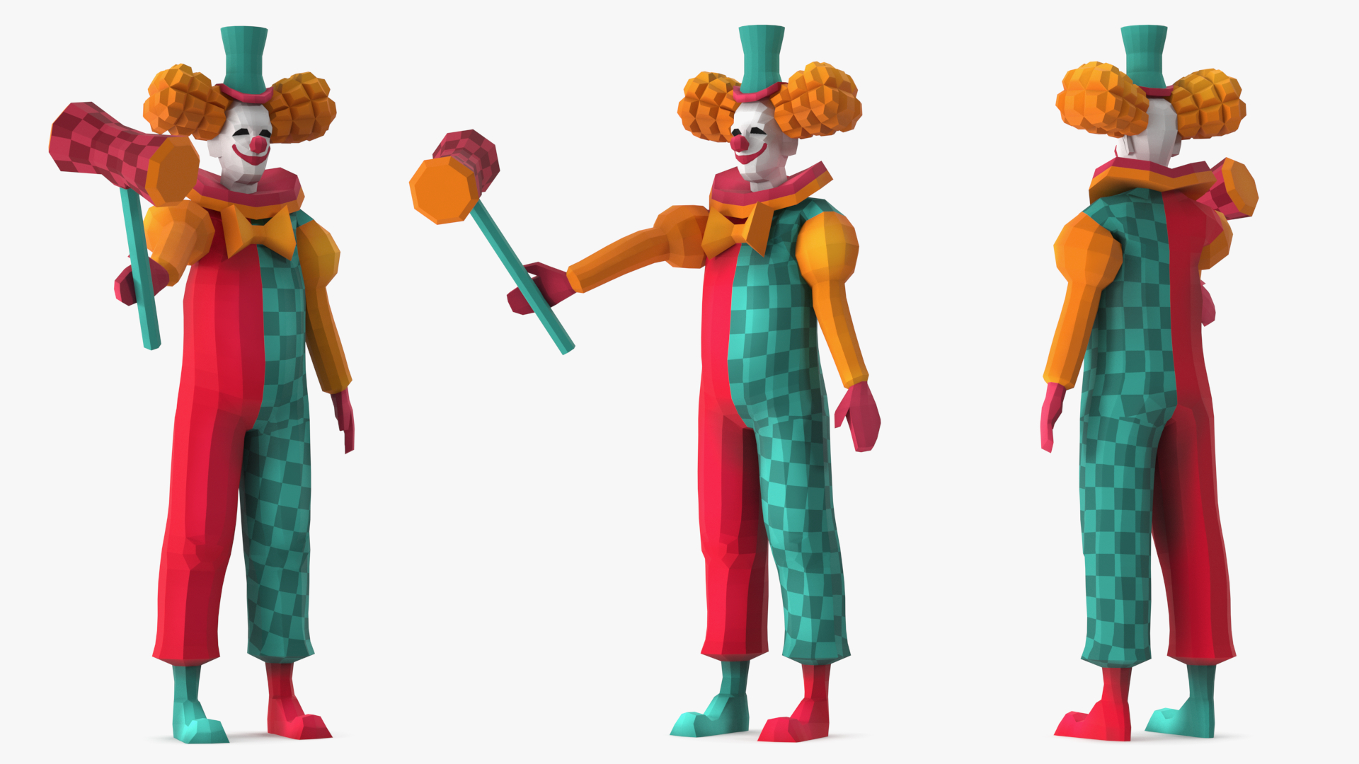 3D Clown Low Poly Rigged