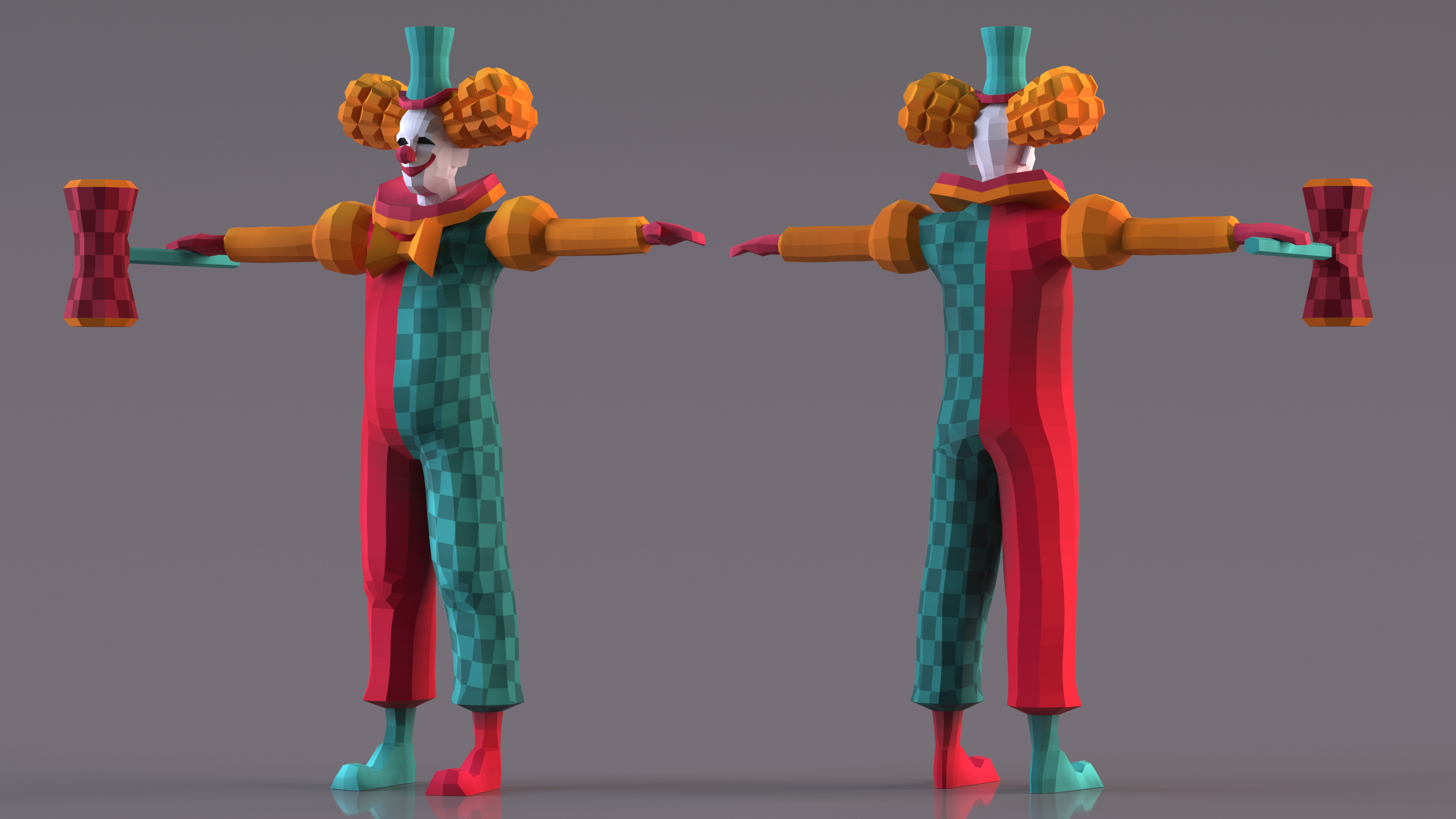 3D Clown Low Poly Rigged