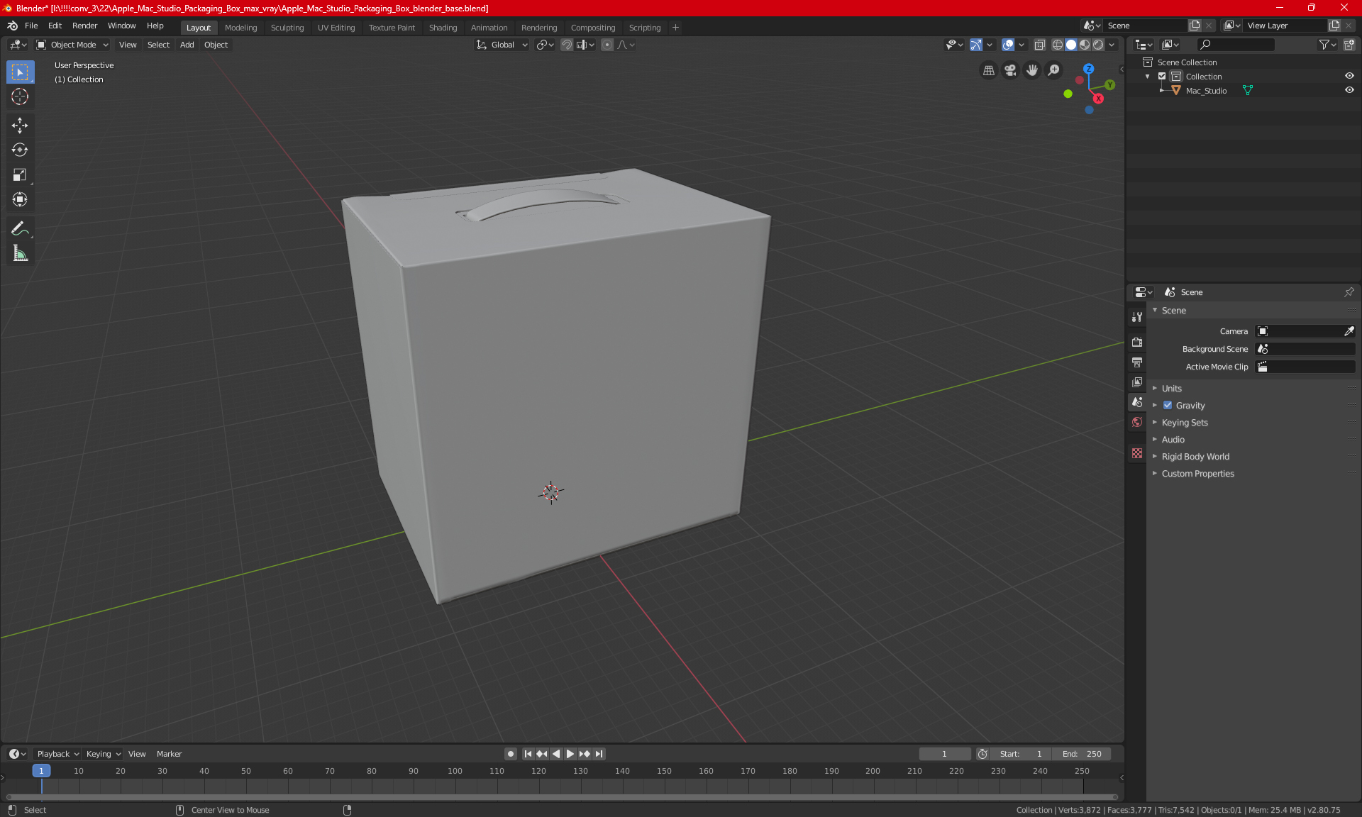 3D model Apple Mac Studio Packaging Box