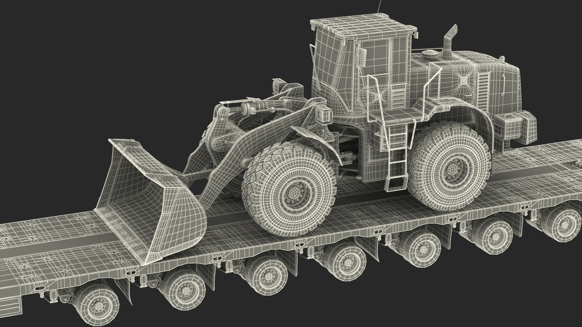 3D Kenworth T900 with Drake Steerable Trailer and Hyundai Loader