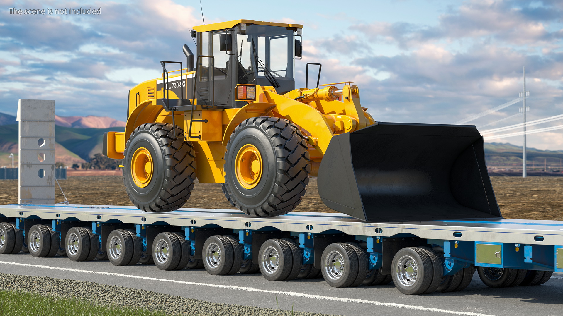 3D Kenworth T900 with Drake Steerable Trailer and Hyundai Loader