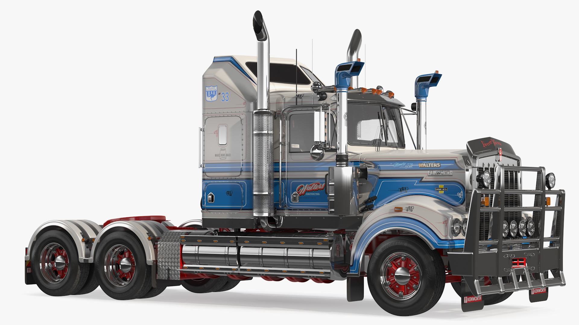 3D Kenworth T900 with Drake Steerable Trailer and Hyundai Loader