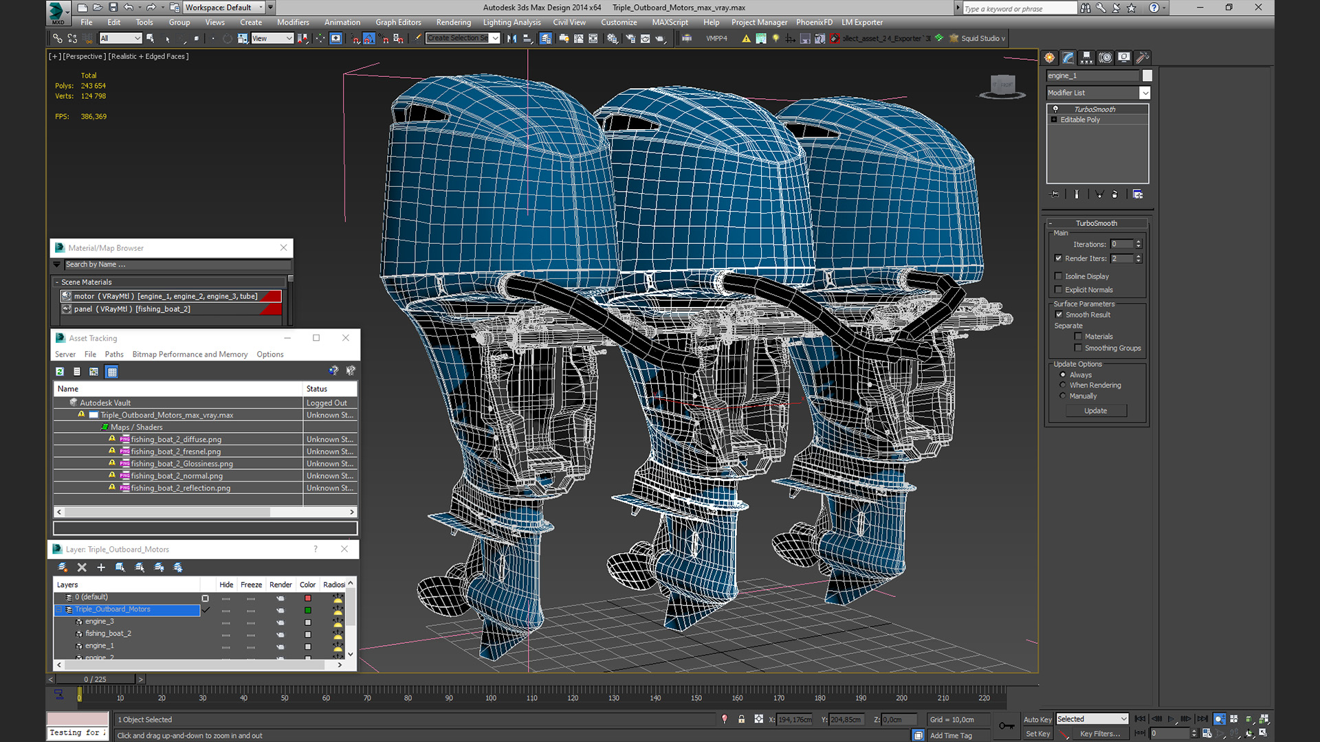 Triple Outboard Motors 3D