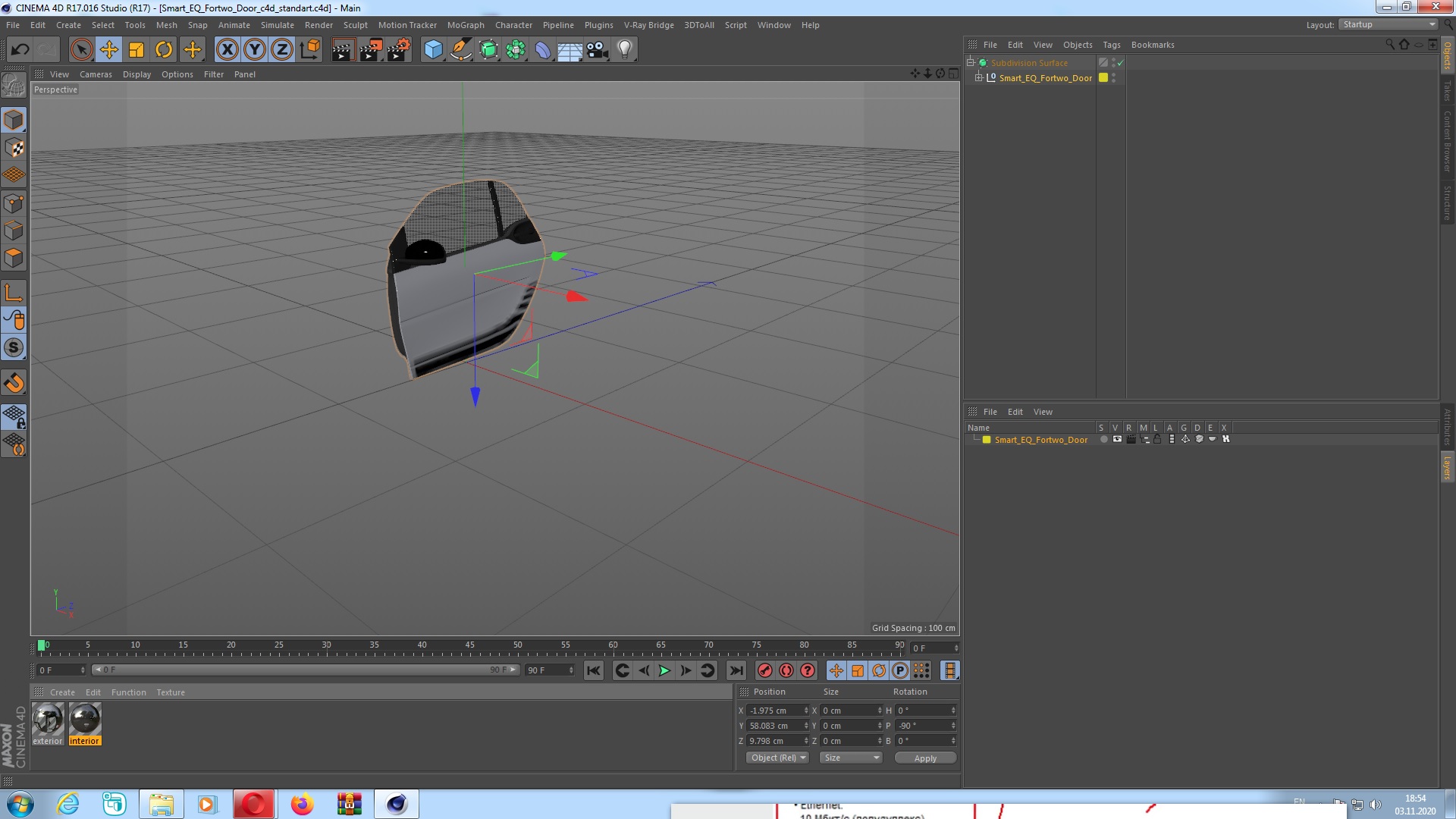 3D model Smart EQ Fortwo Door
