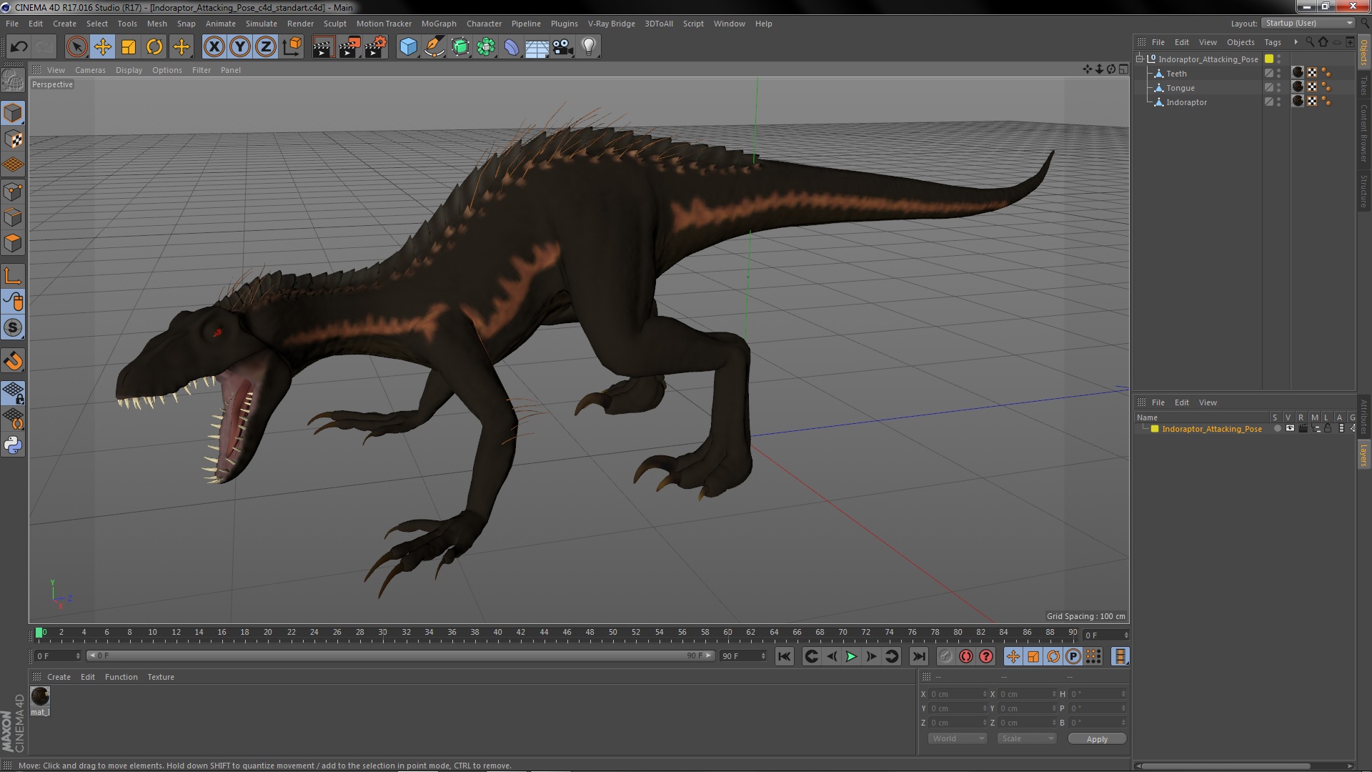 3D model Indoraptor Attacking Pose