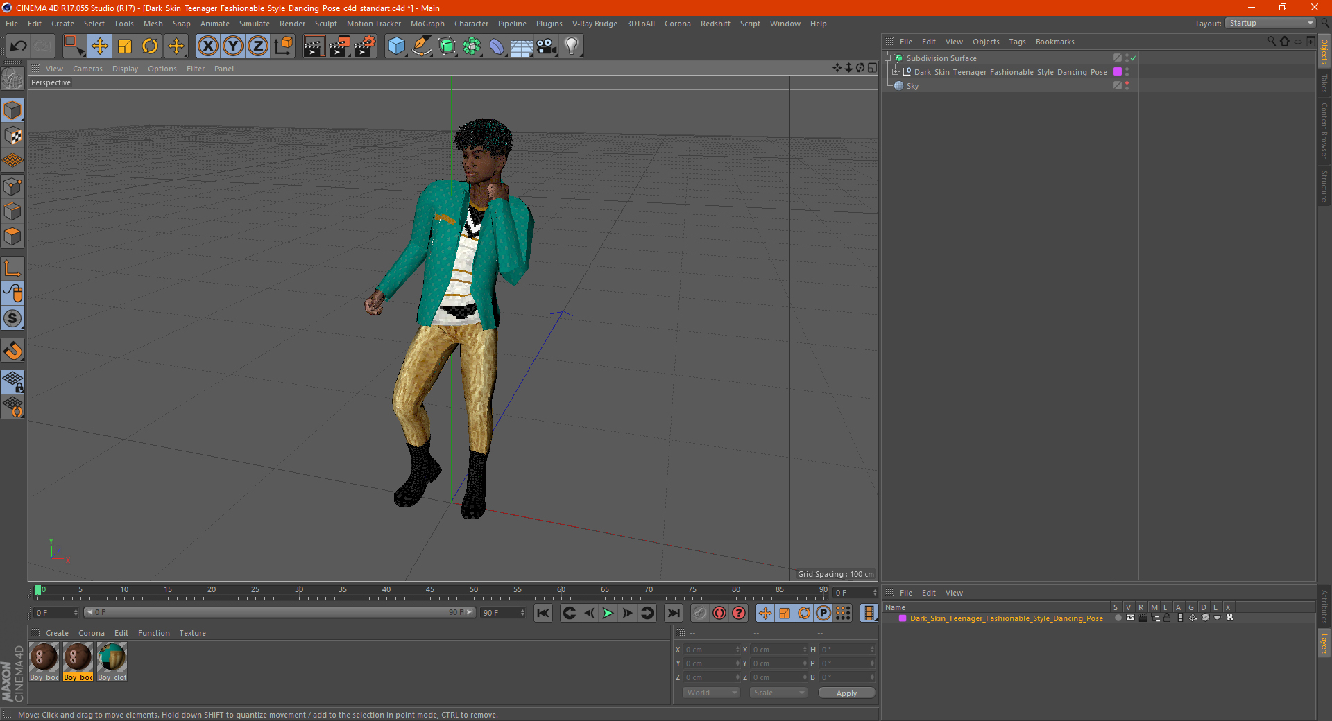 3D model Light Skin Teenager Fashionable Style Dancing Pose