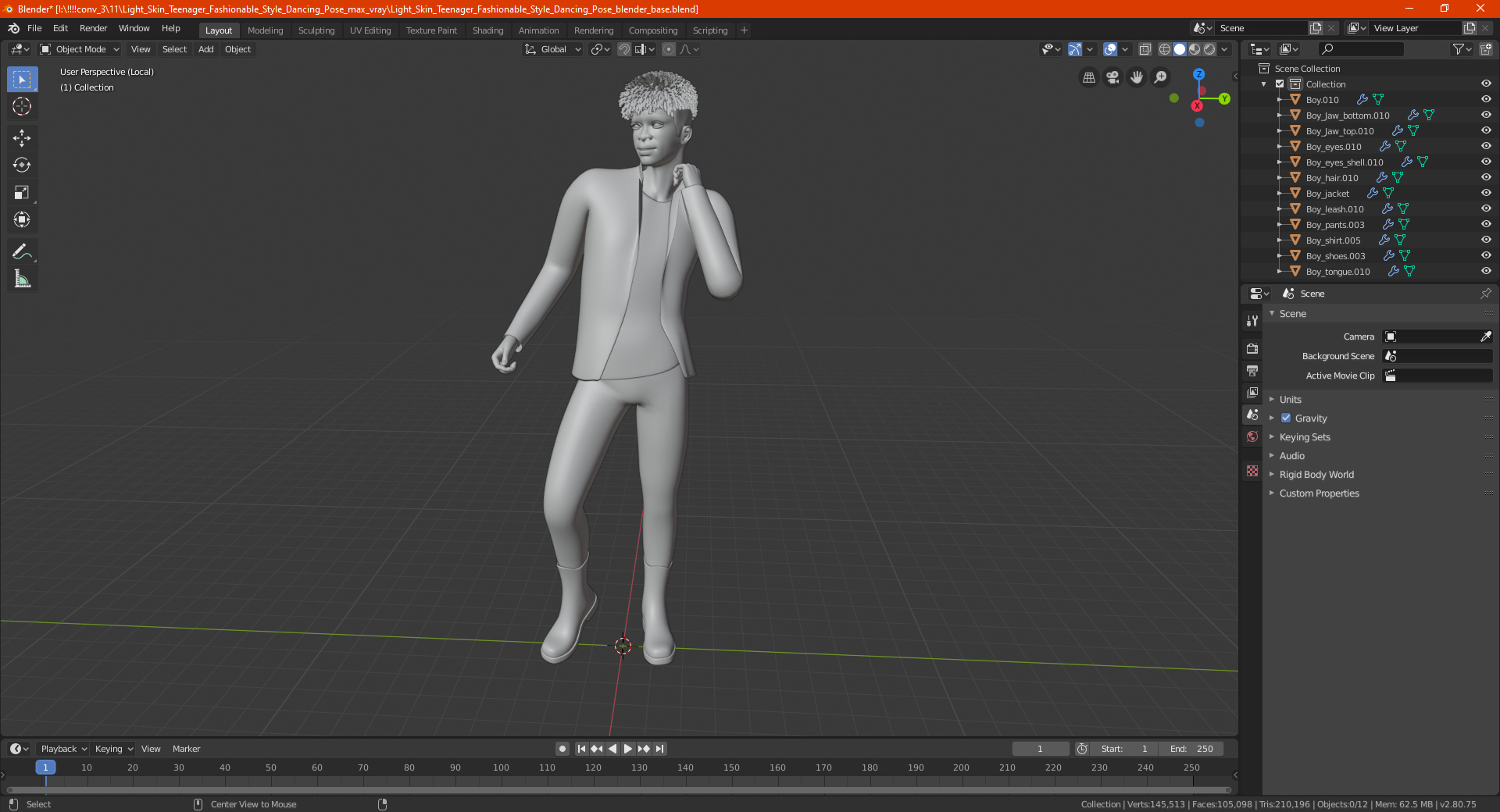 3D model Light Skin Teenager Fashionable Style Dancing Pose