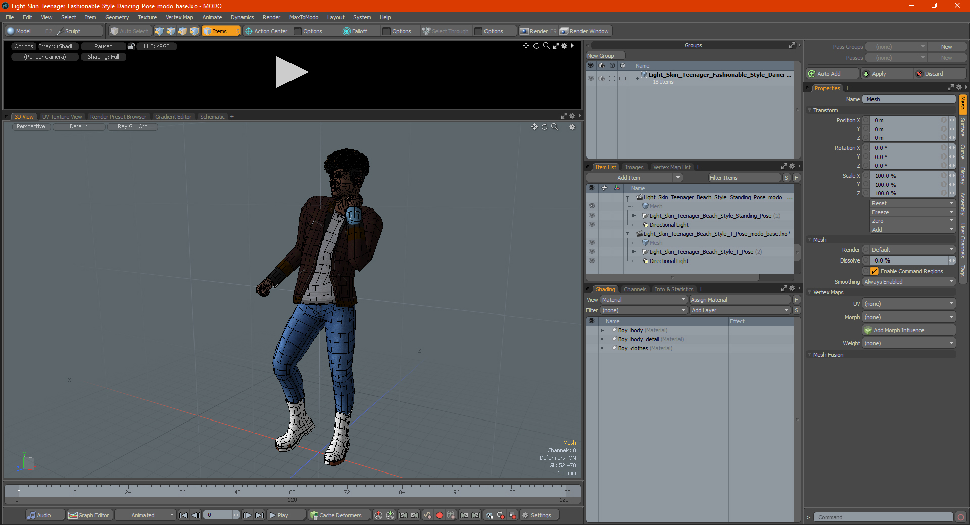 3D model Light Skin Teenager Fashionable Style Dancing Pose