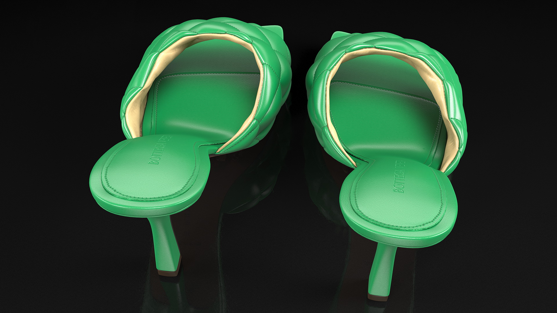 Green Padded Mule Bottega Veneta 3D