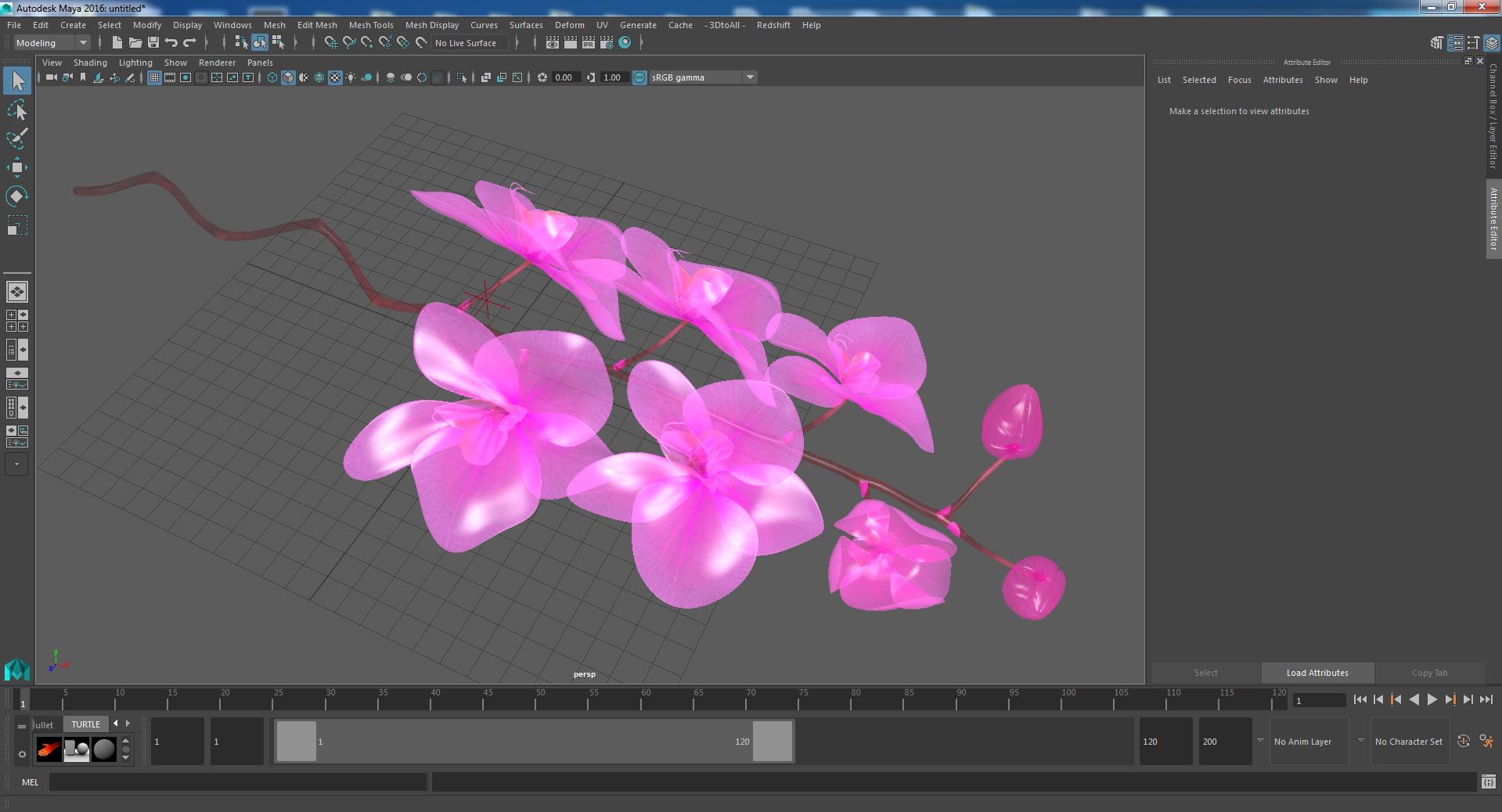 3D model Small Stem of Pink Orchid