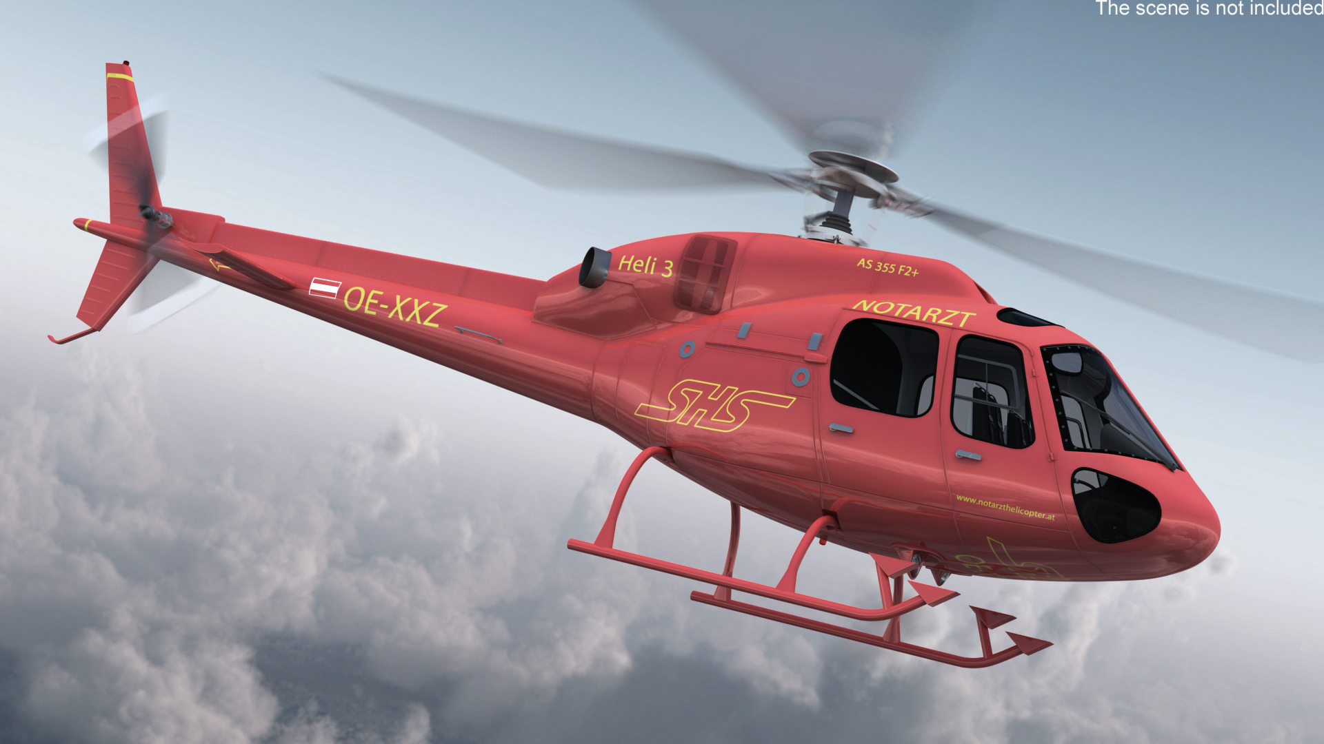 3D Aviation Services Helicopter Eurocopter AS355 Rigged for Maya