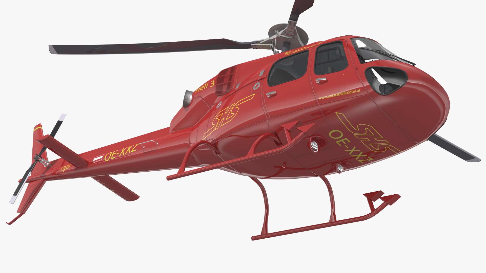3D Aviation Services Helicopter Eurocopter AS355 Rigged for Maya